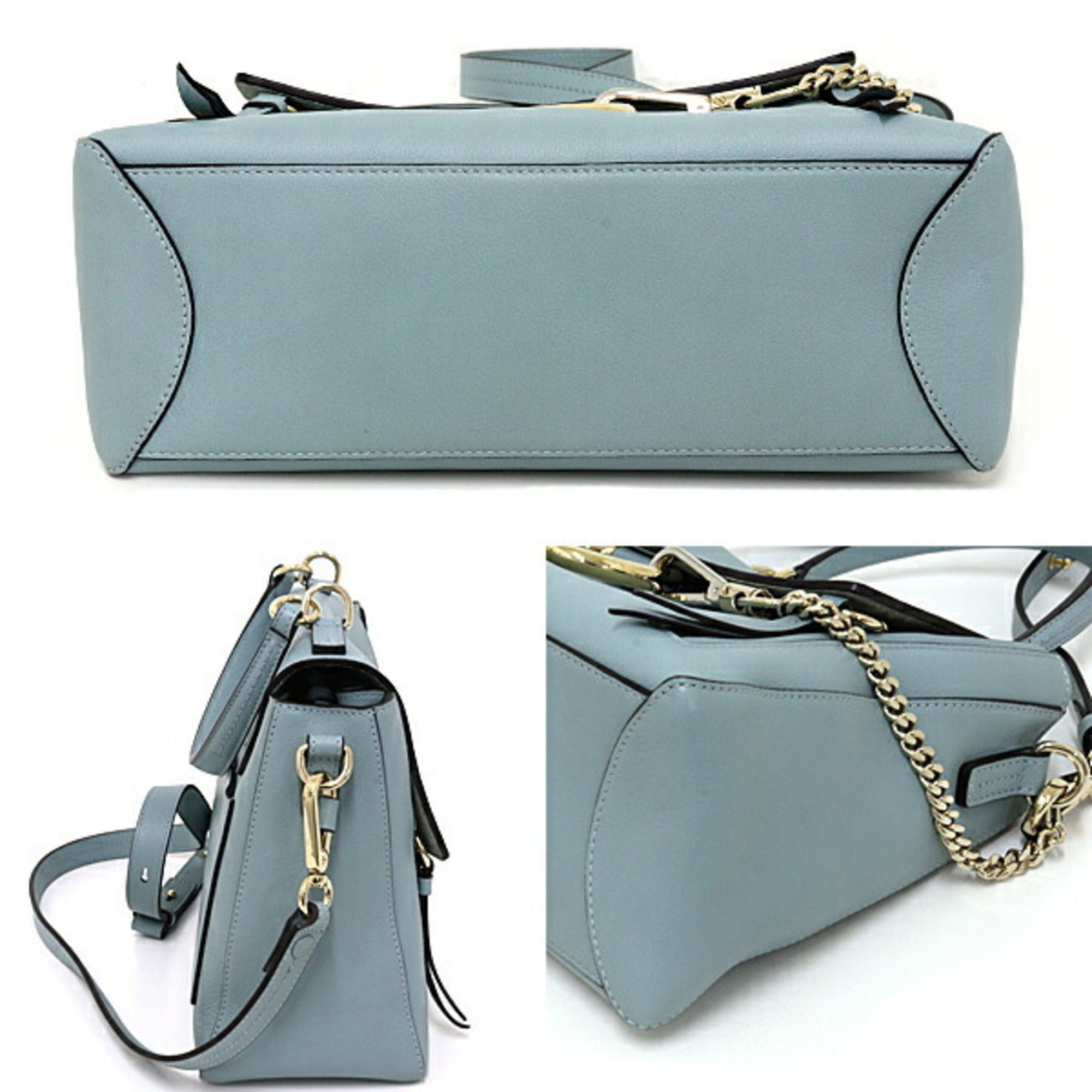 Chloé Blue Gold Leather Handbag Shoulder Bag (Pre-Owned)