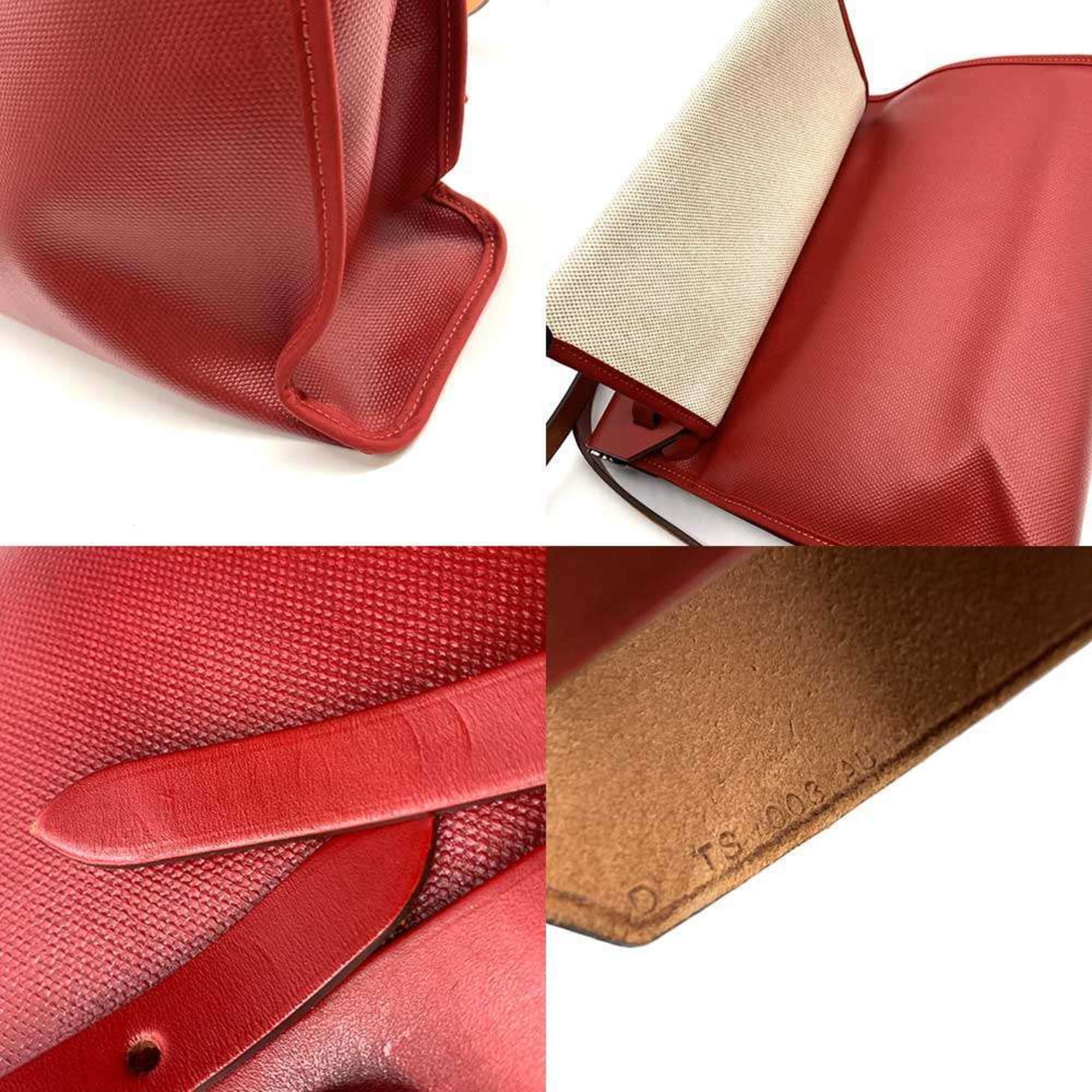 Hermes Her Bag Coated Canvas Leather Shoulder Bag (Pre-Owned)