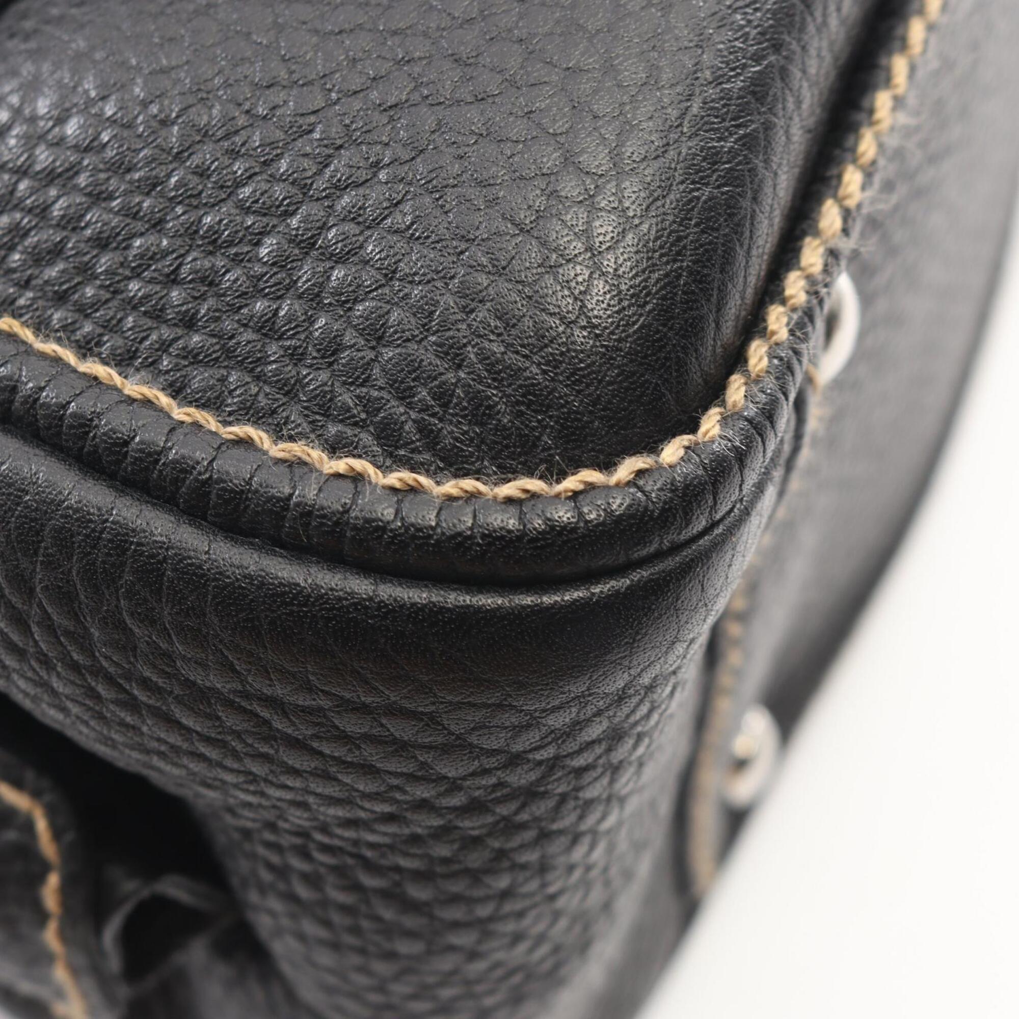 Chanel Black Grained Calfskin Handbag (Pre-Owned)