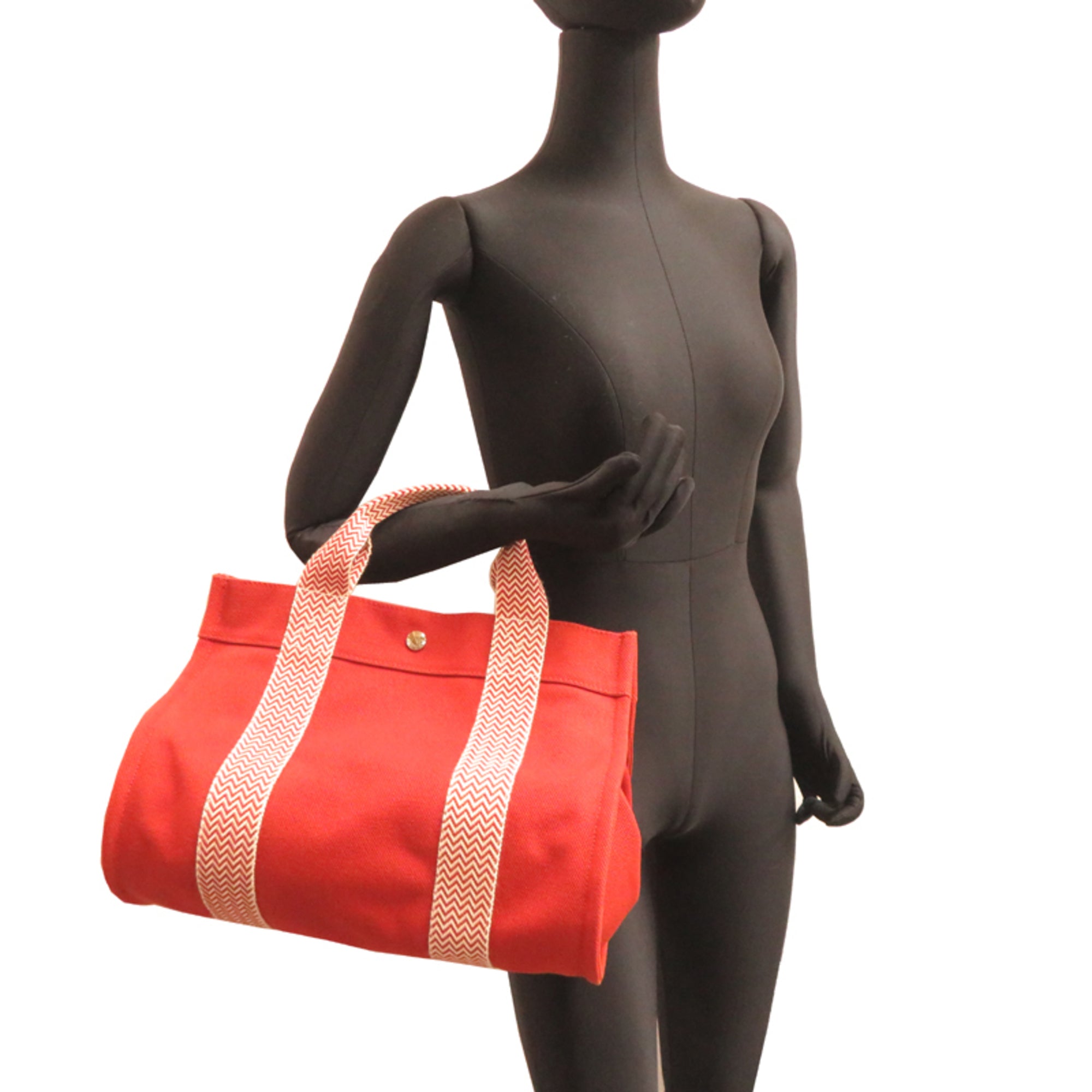 Hermes Orange Canvas Cotton Tote Bag (Pre-Owned)