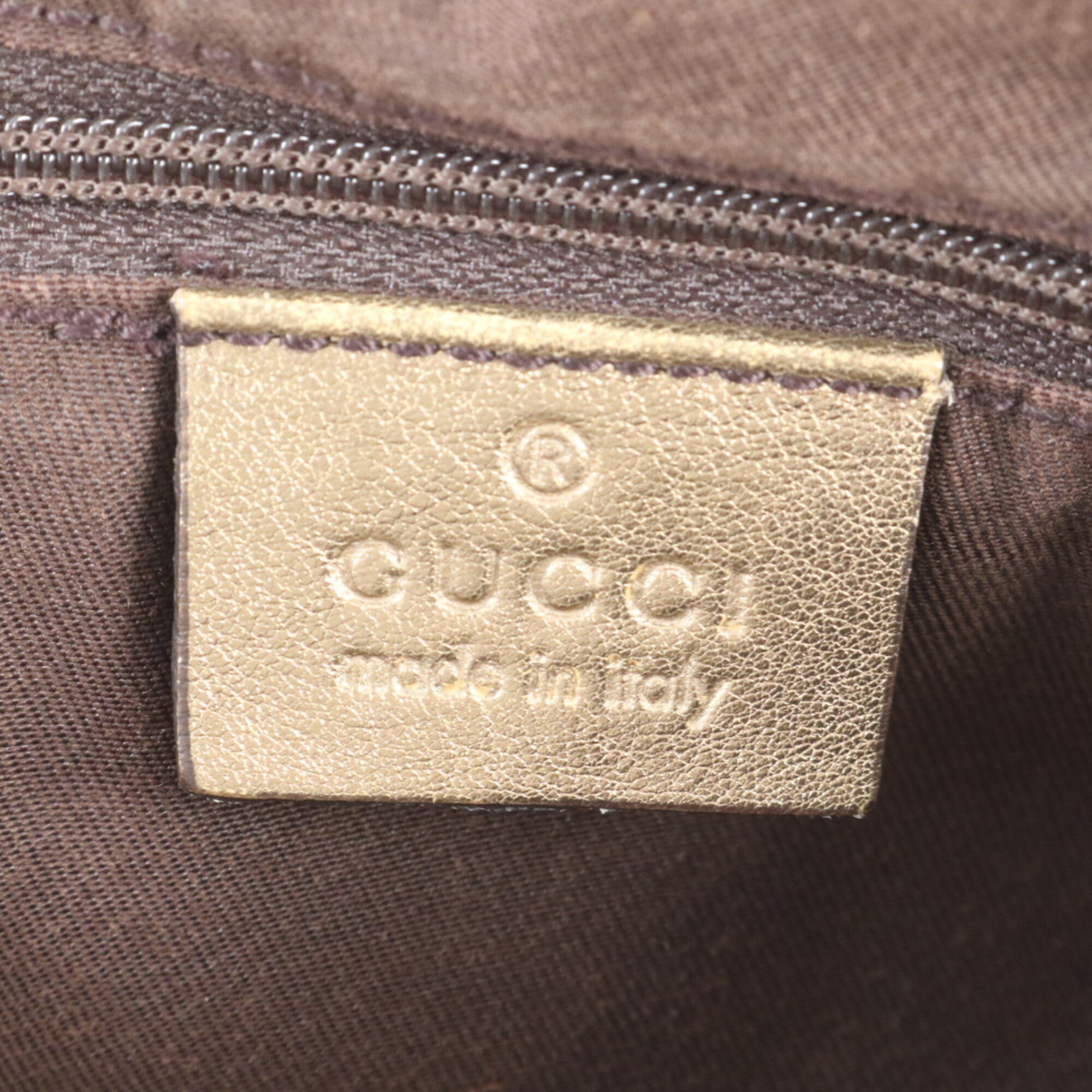 Gucci Brown Gold Leather Handbag Tote Bag (Pre-Owned)