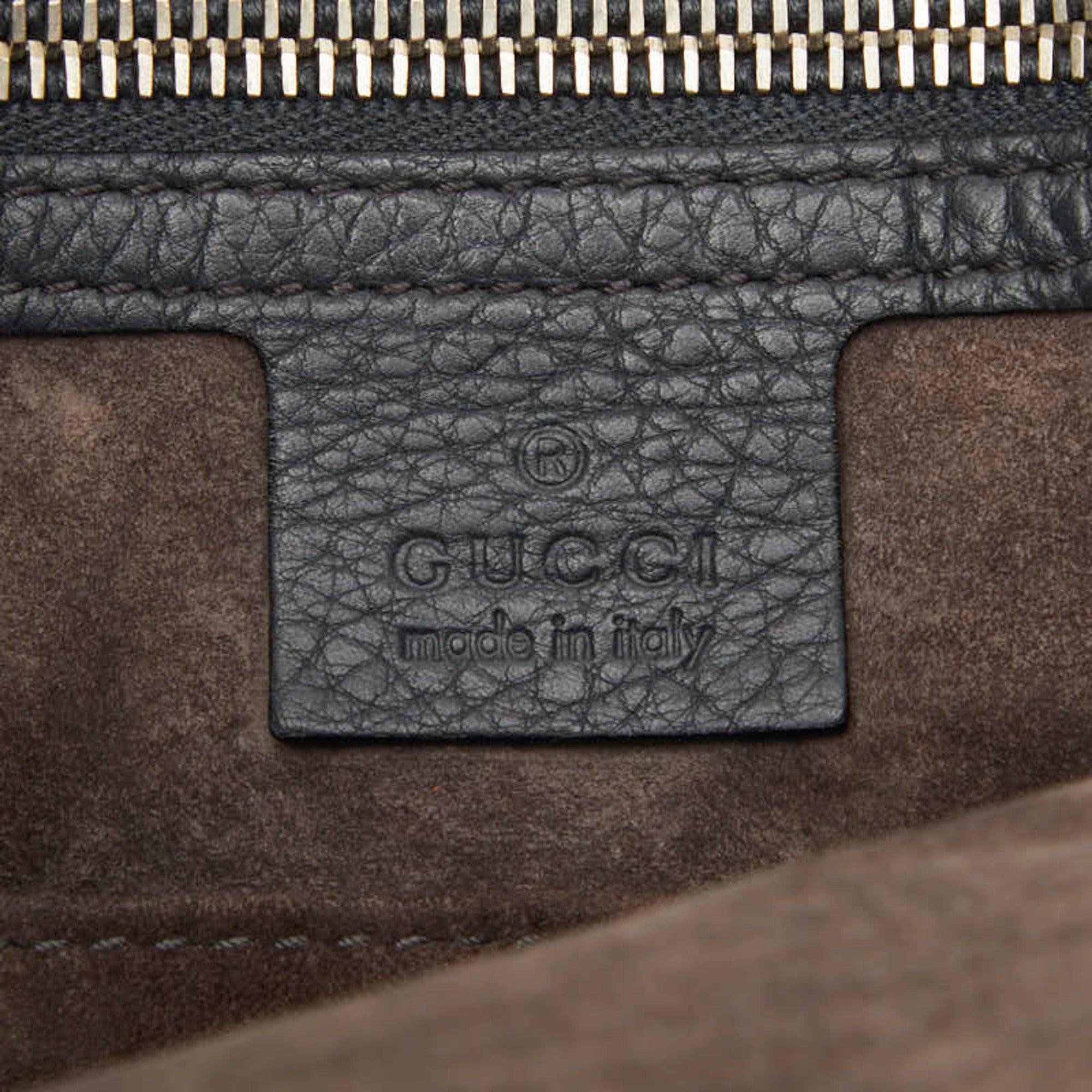 Gucci Black Gray Leather Shoulder Bag (Pre-Owned)