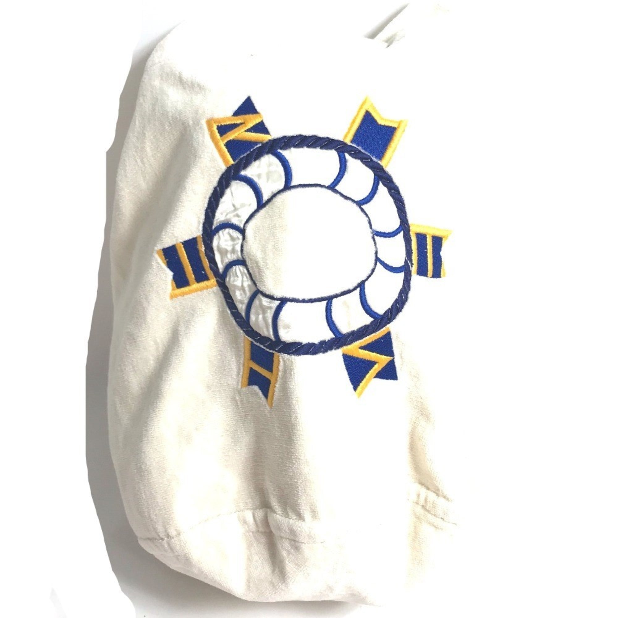 Hermes Blue White Cotton Shoulder Bag (Pre-Owned)