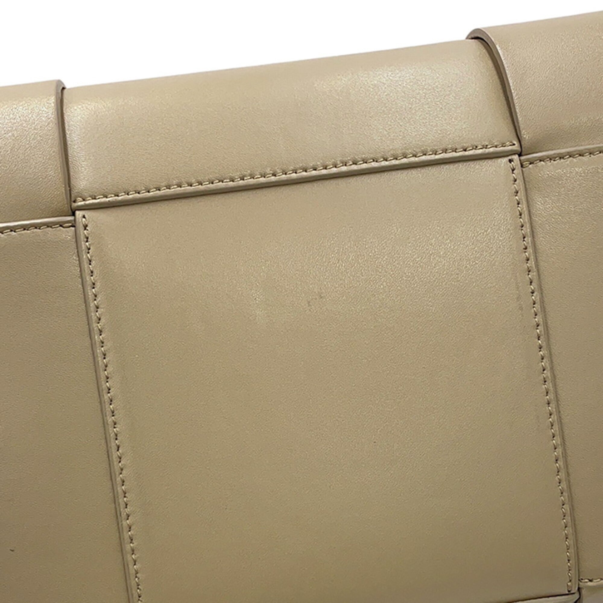 Bottega Veneta Grayish Leather Handbag Shoulder Bag (Pre-Owned)