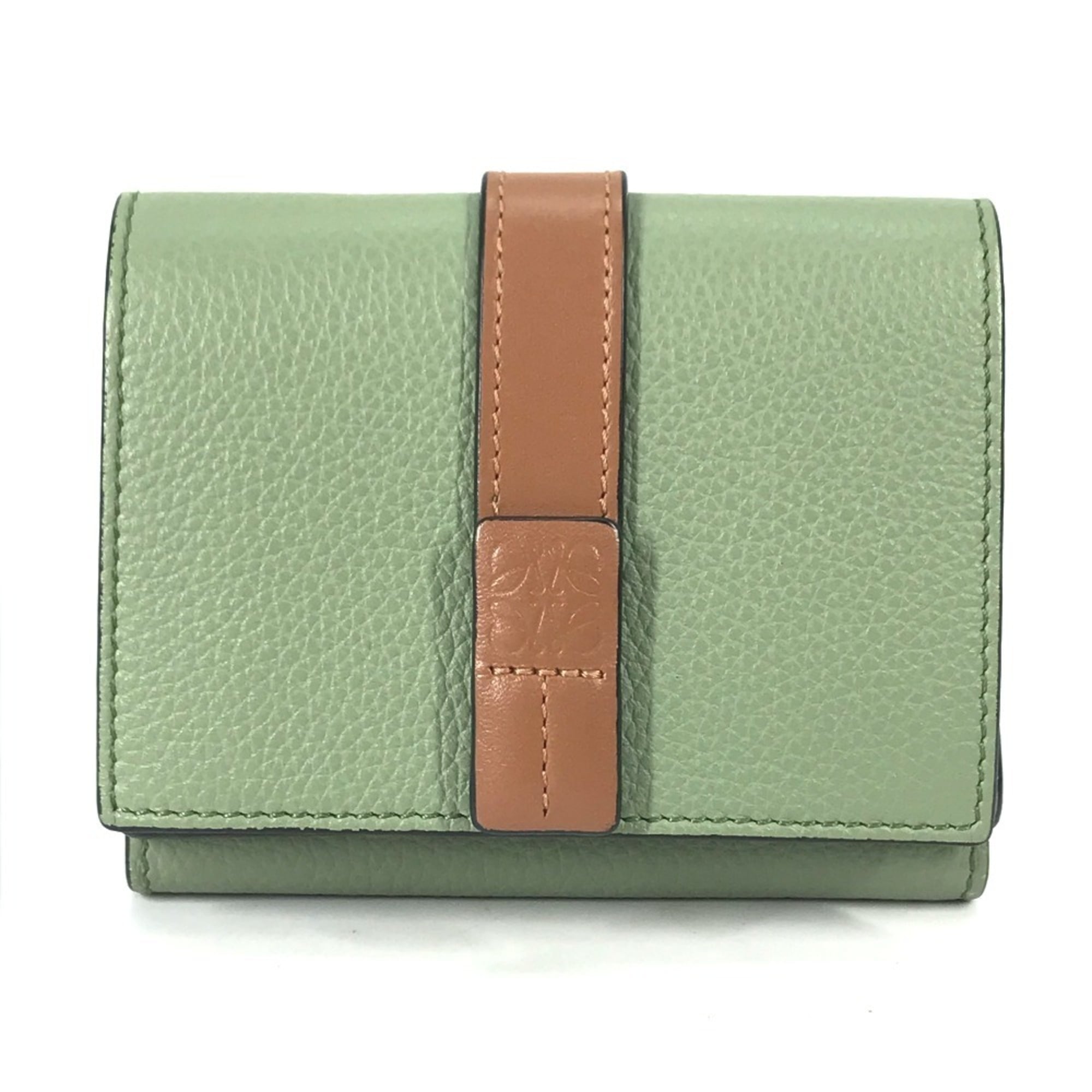 Loewe Brown Green Leather Wallet (Tri-Fold) (Pre-Owned)