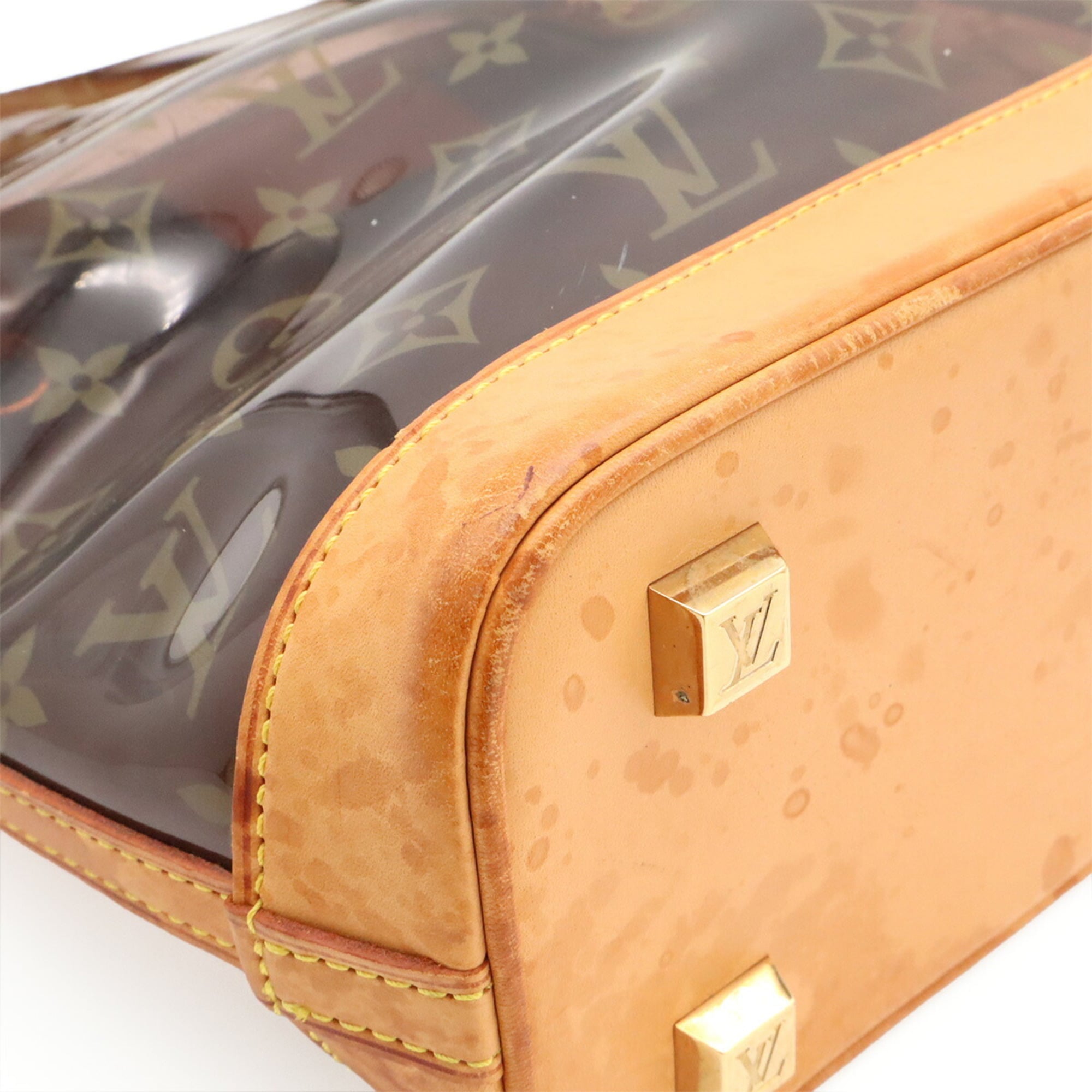 Louis Vuitton Brown Clear Vinyl Leather Shoulder Bag Tote Bag (Pre-Owned)