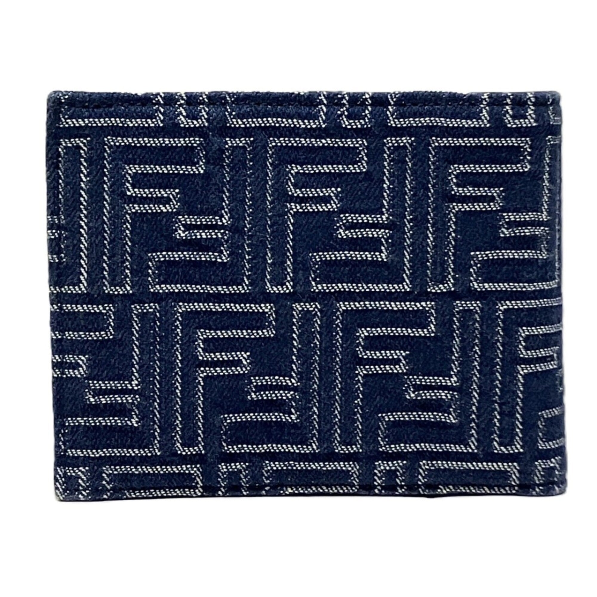 Fendi Blue Leather Fabric Wallet (Bi-Fold) (Pre-Owned)