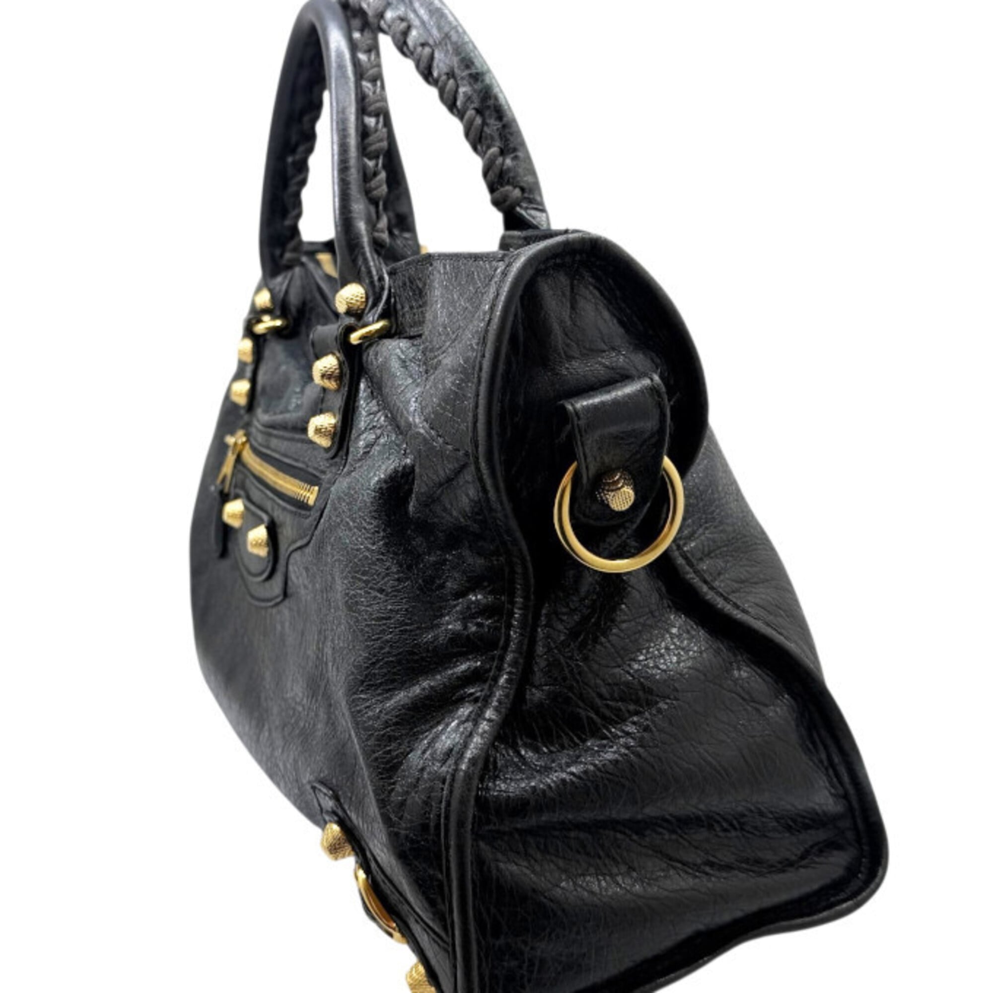 Balenciaga Black Leather Handbag Shoulder Bag (Pre-Owned)