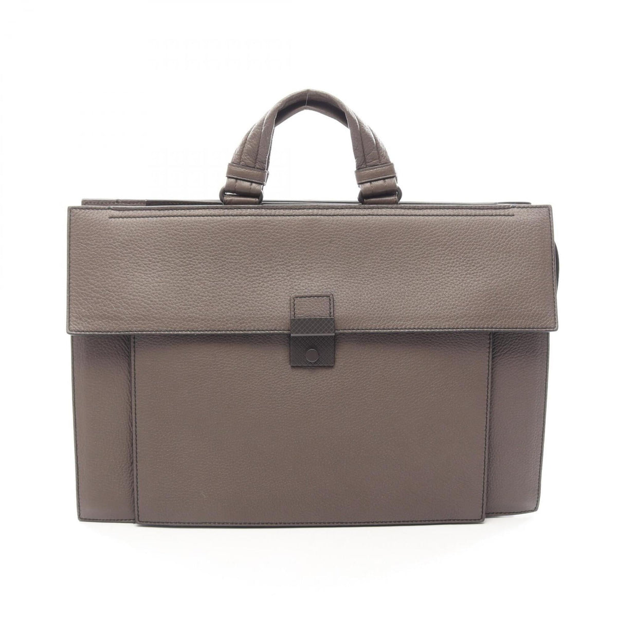 Bottega Veneta Gray Leather Briefcase Handbag (Pre-Owned)