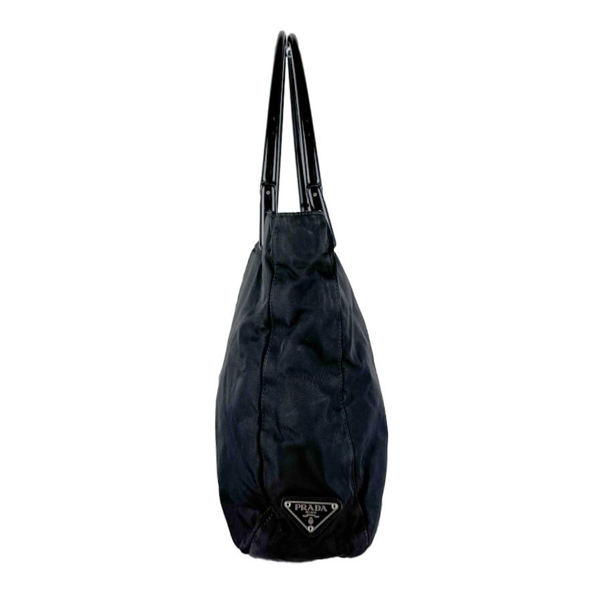 Prada Black Nylon Plastic Shoulder Bag Tote Bag (Pre-Owned)