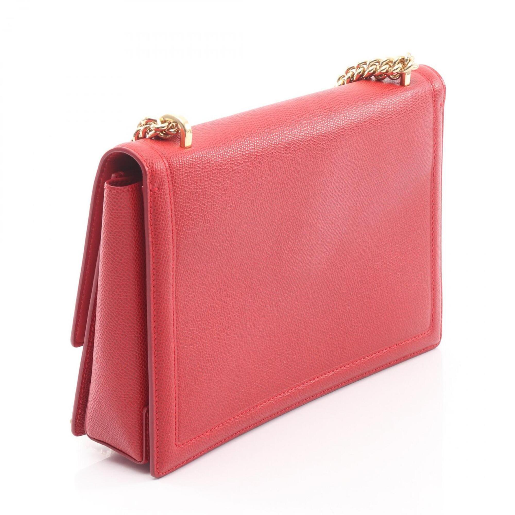 Salvatore Ferragamo Red Color Leather Handbag Shoulder Bag (Pre-Owned)