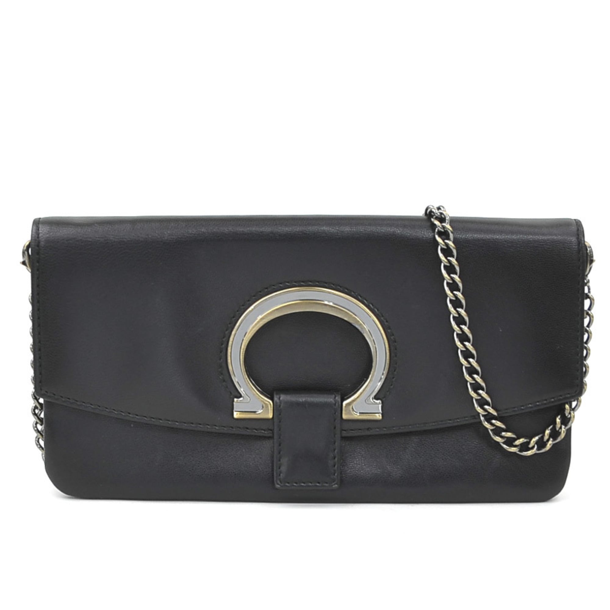 Salvatore Ferragamo Black Leather Shoulder Bag (Pre-Owned)