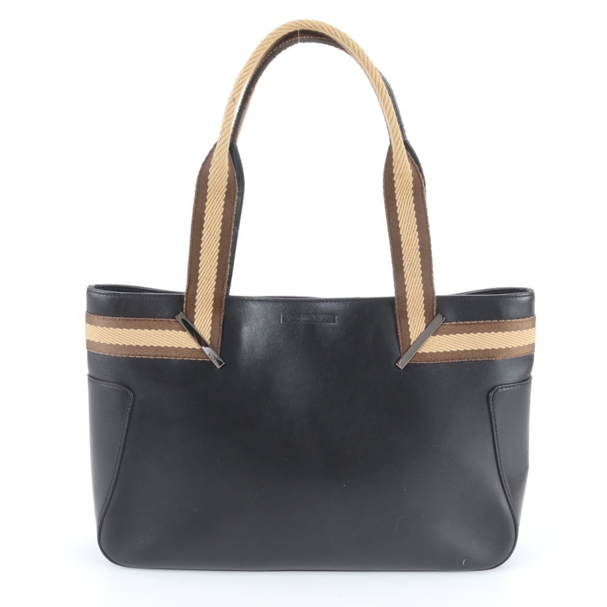 Gucci Black Brown Leather Handbag Tote Bag (Pre-Owned)