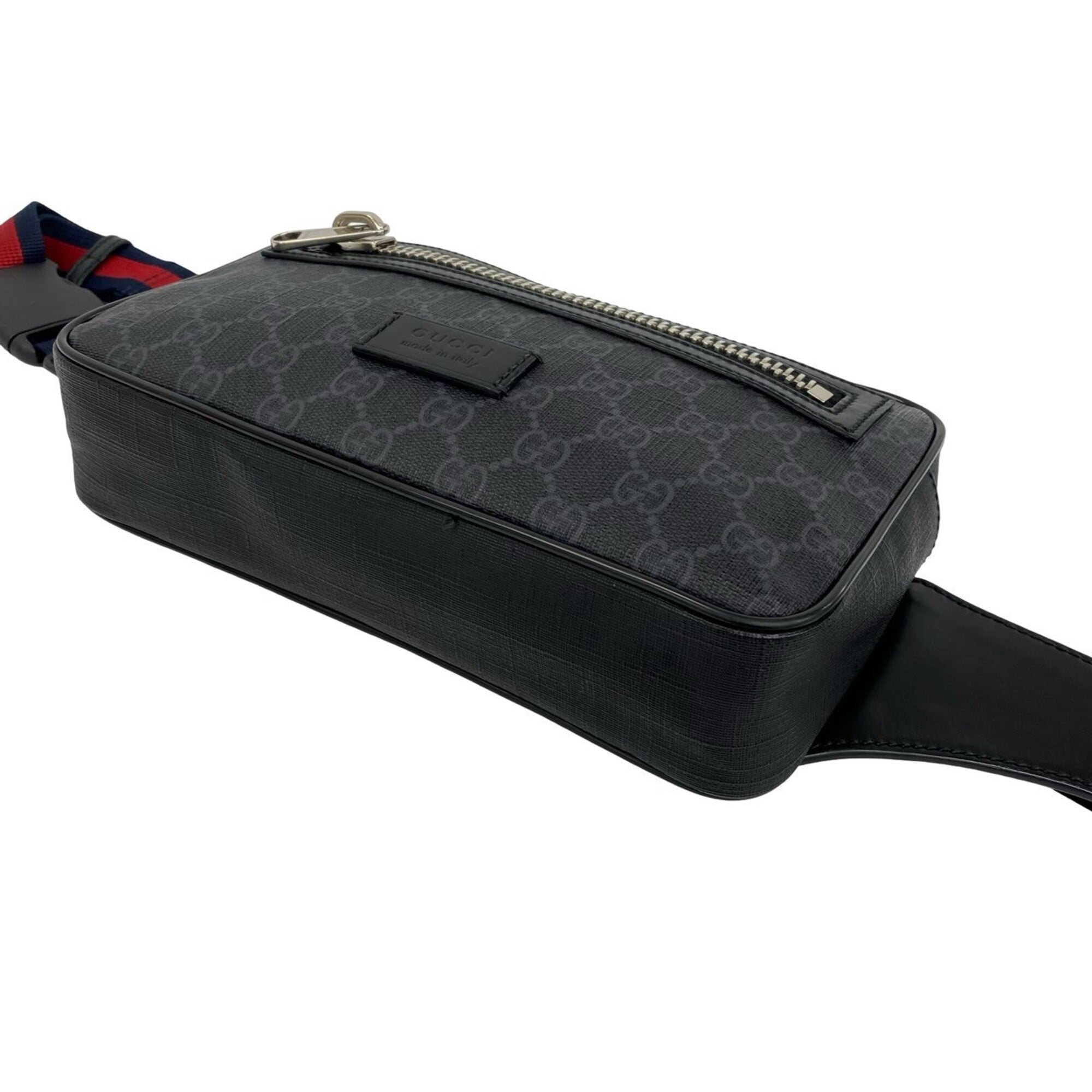 Gucci Black Navy Red Color Leather Pvc Pouch Shoulder Bag Sling Bag (Pre-Owned)