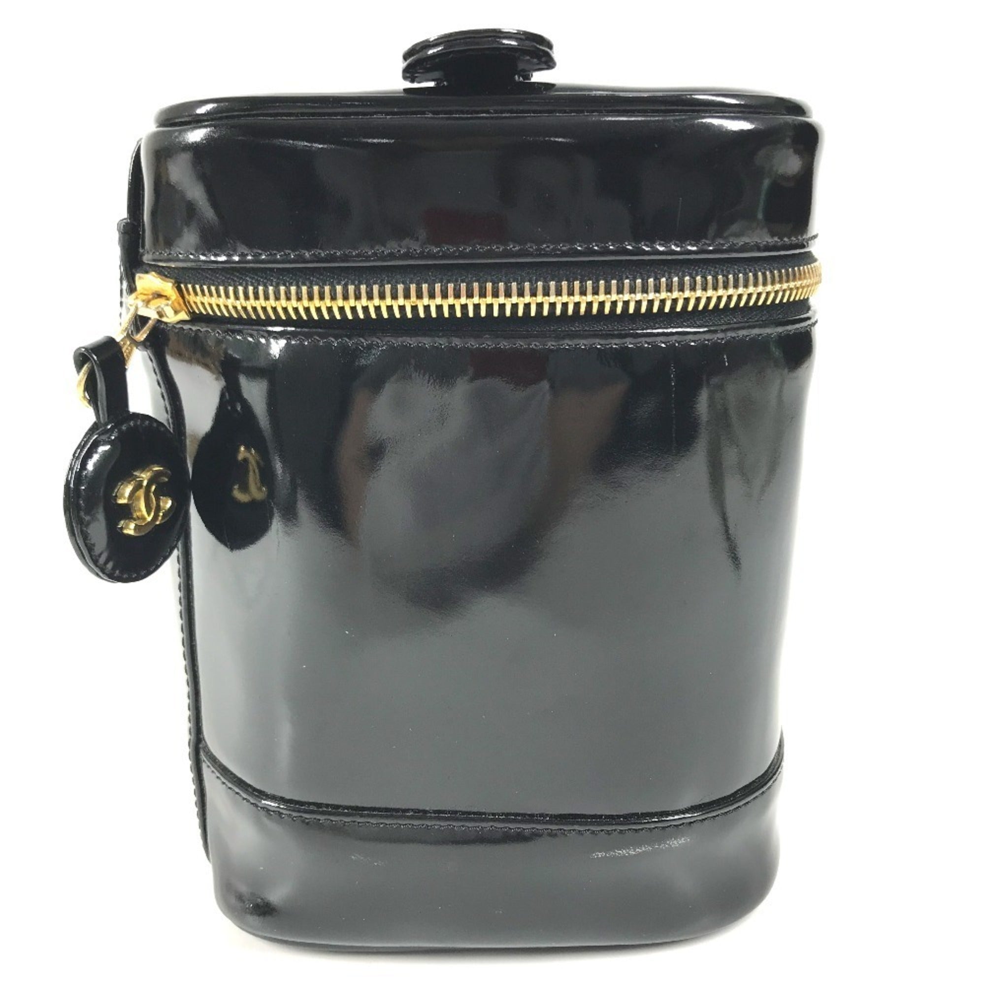 Chanel Black Leather Handbag Vanity Bag (Pre-Owned)