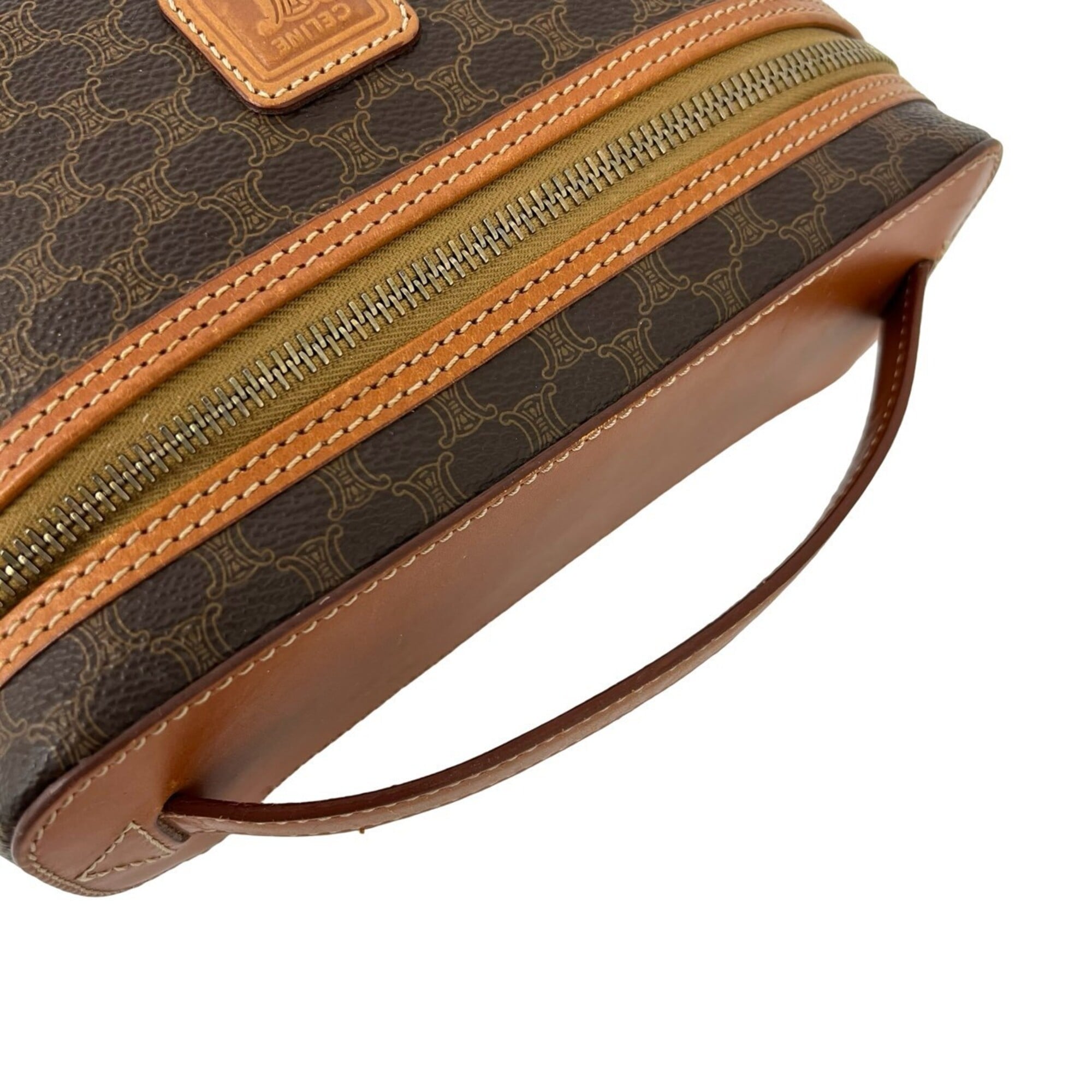 Celine Brown Pvc Leather Handbag Pouch Vanity Bag (Pre-Owned)