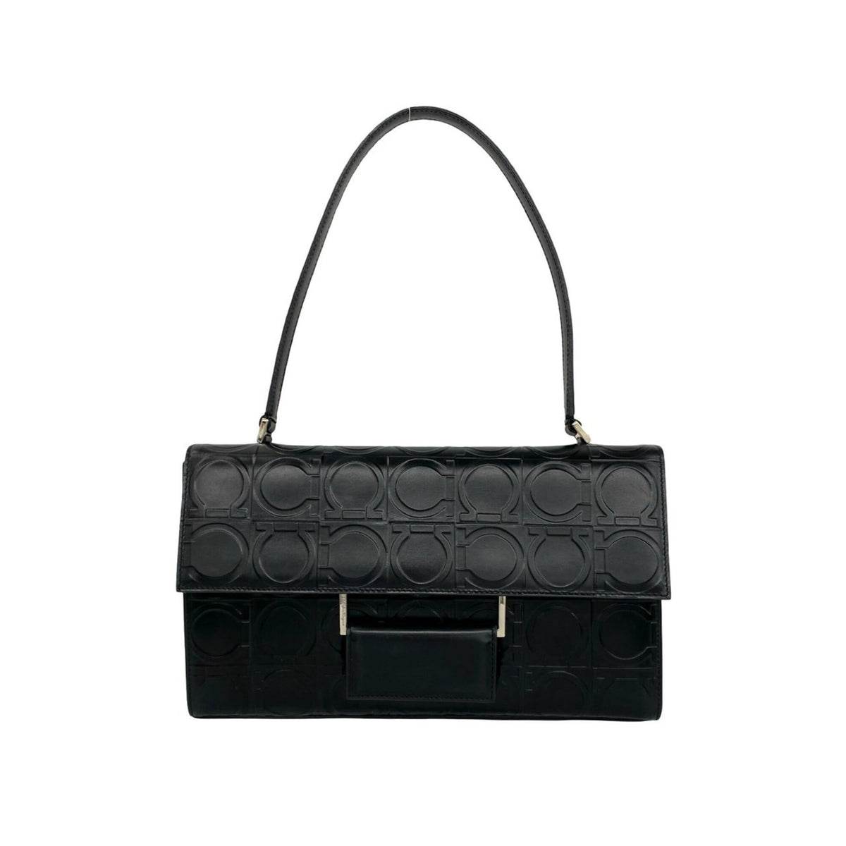 Salvatore Ferragamo Black Leather Handbag Shoulder Bag (Pre-Owned)