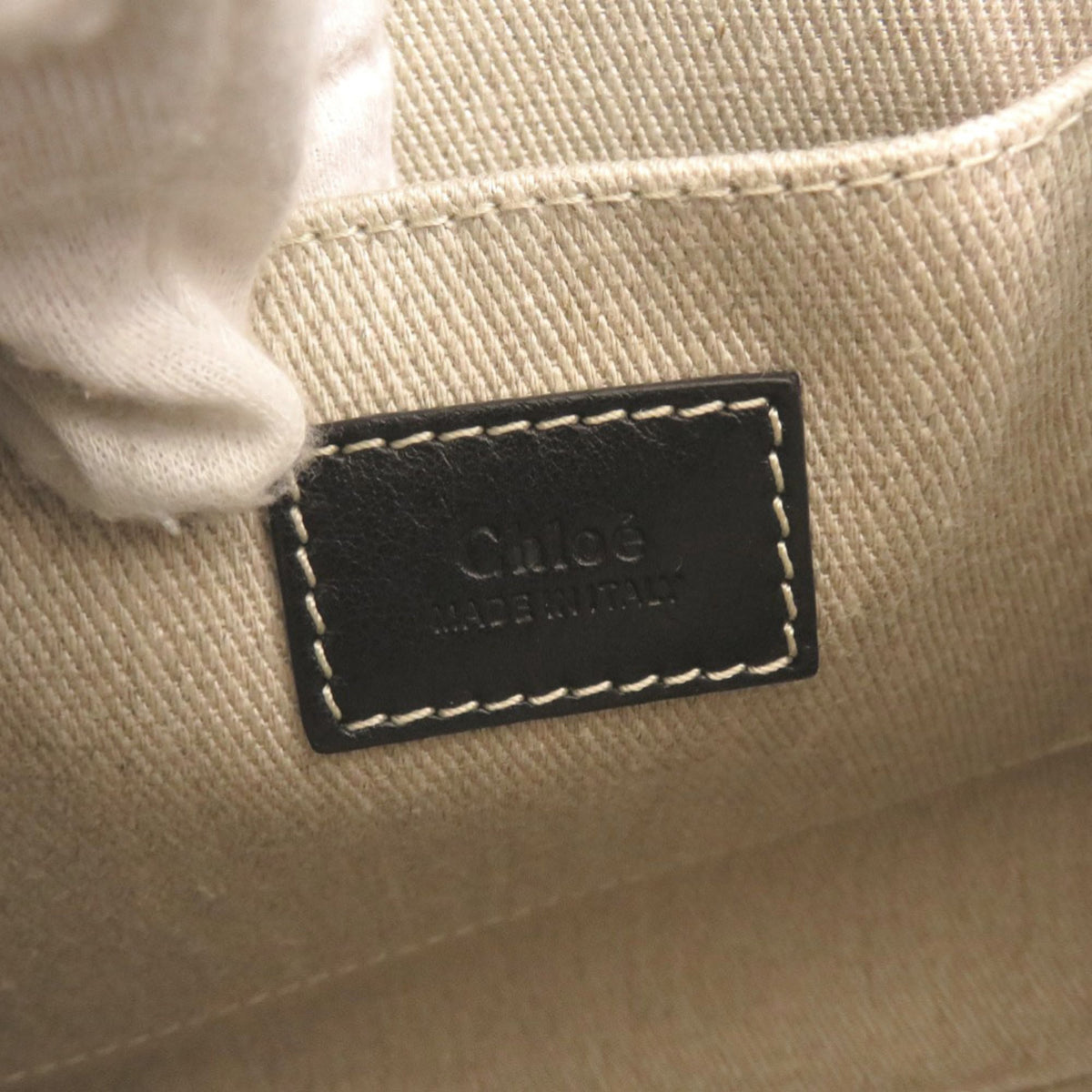 Chloé Black Navy Leather Linen Canvas Handbag Shoulder Bag Tote Bag (Pre-Owned)