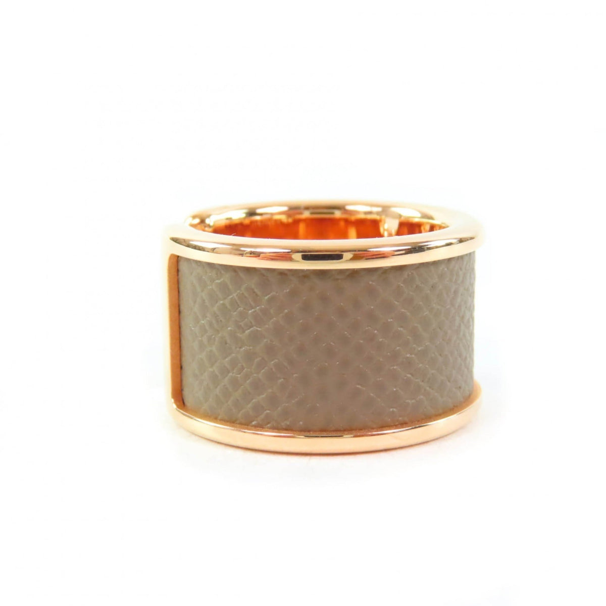 Hermes Pink Gold Etoupe Gray Metal Band Ring (Pre-Owned)