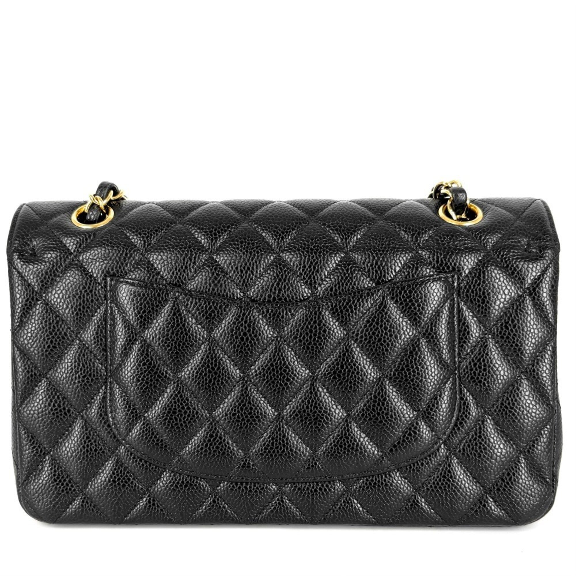 Chanel Black White Grained Calfskin Shoulder Bag (Pre-Owned)