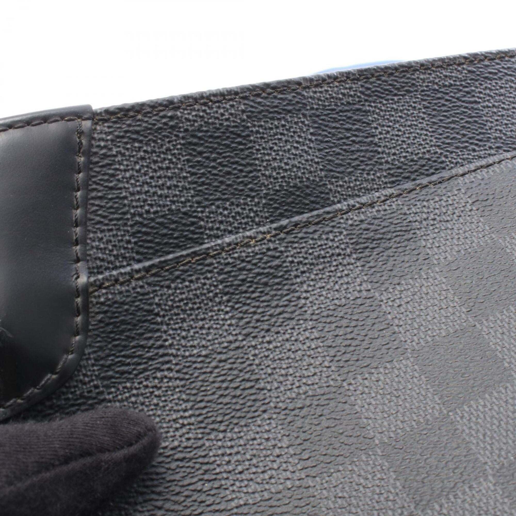 Louis Vuitton Black Coated Canvas Leather Handbag Shoulder Bag (Pre-Owned)