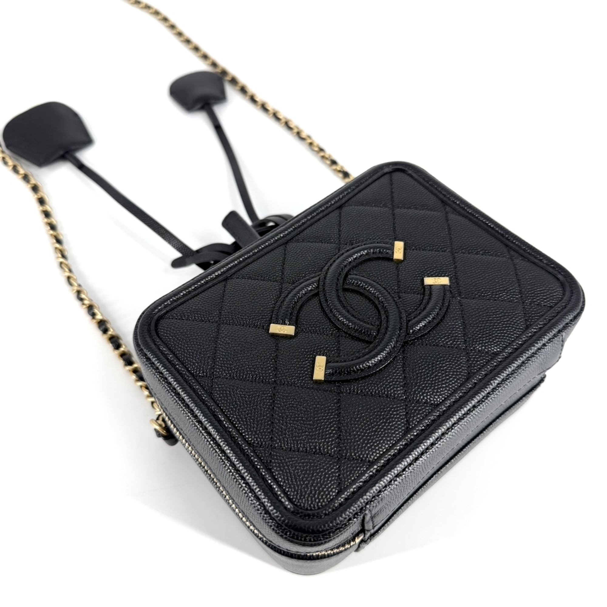 Chanel Matelasse Black Grained Calfskin Handbag Shoulder Bag Vanity Bag (Pre-Owned)