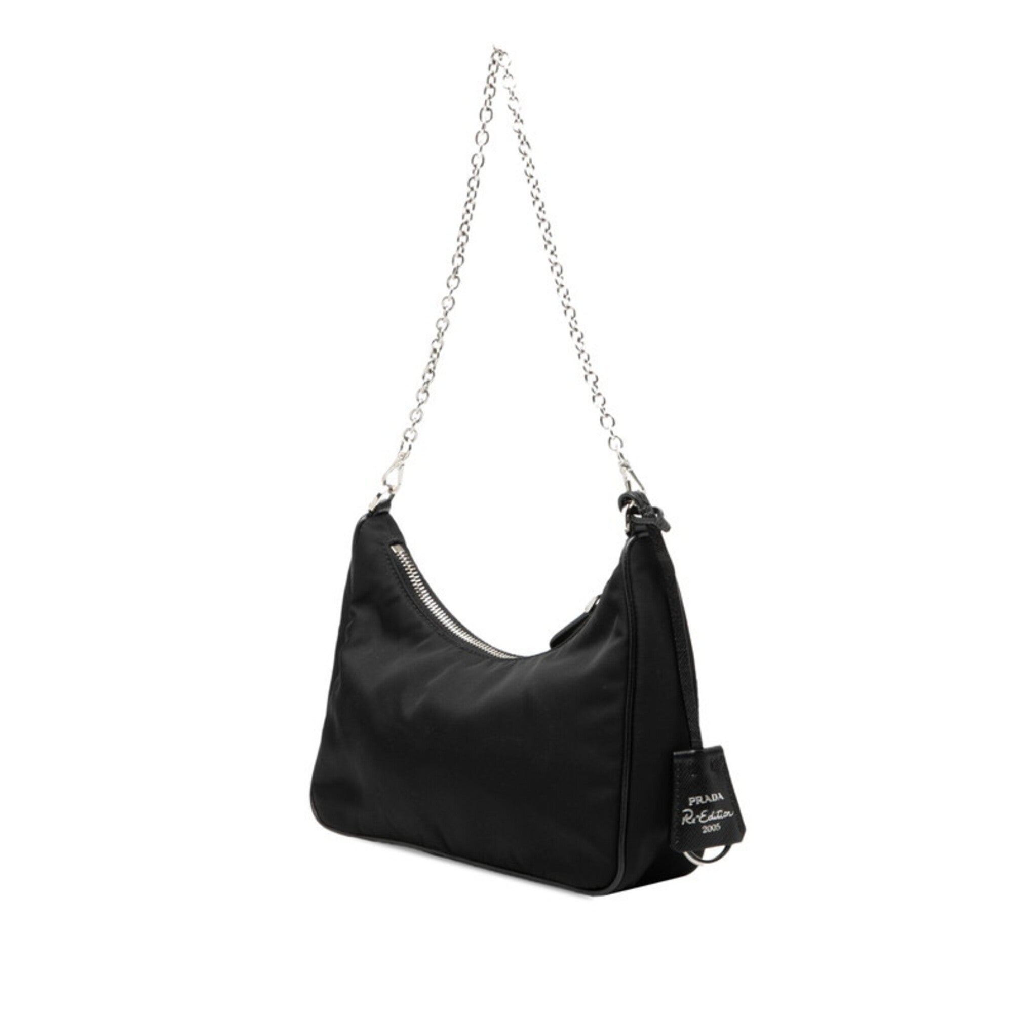 Prada Black Nylon Leather Handbag Pouch Shoulder Bag (Pre-Owned)