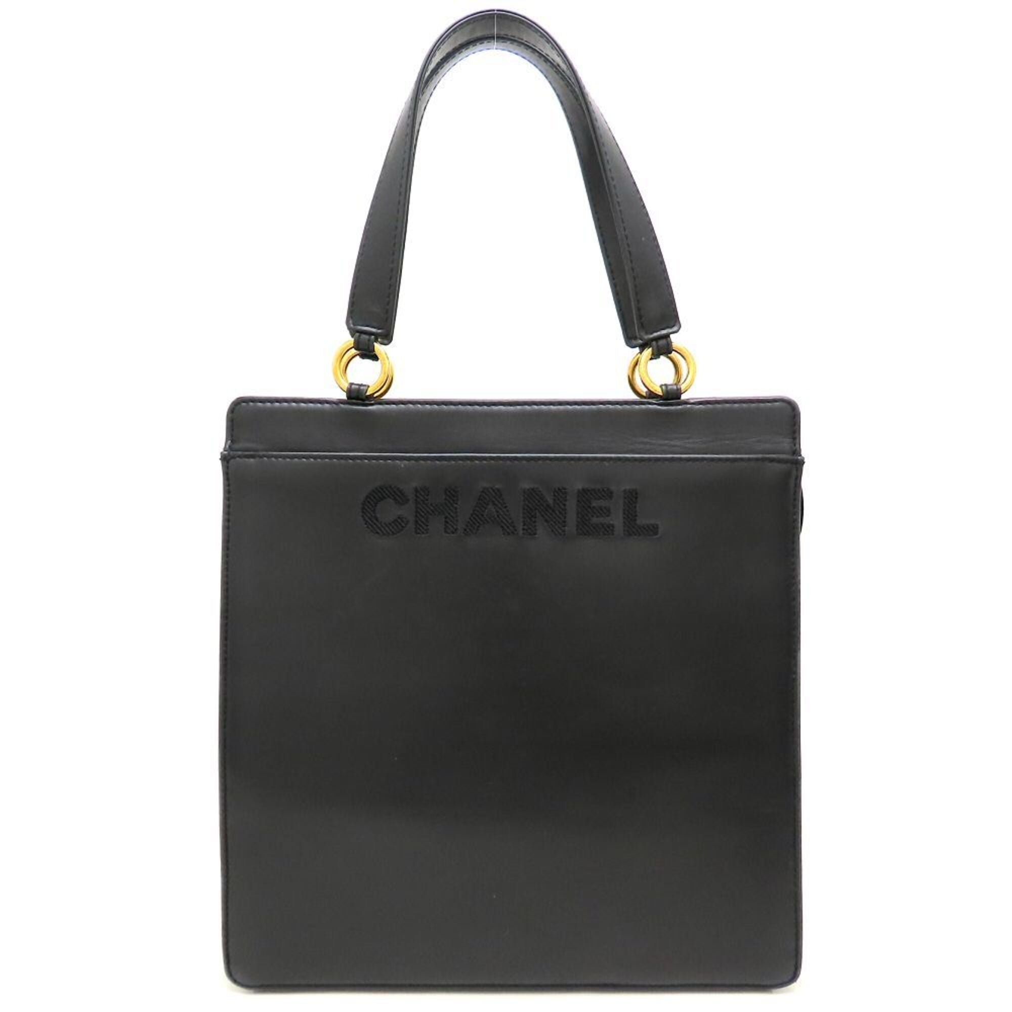 Chanel Black Leather Handbag Tote Bag (Pre-Owned)