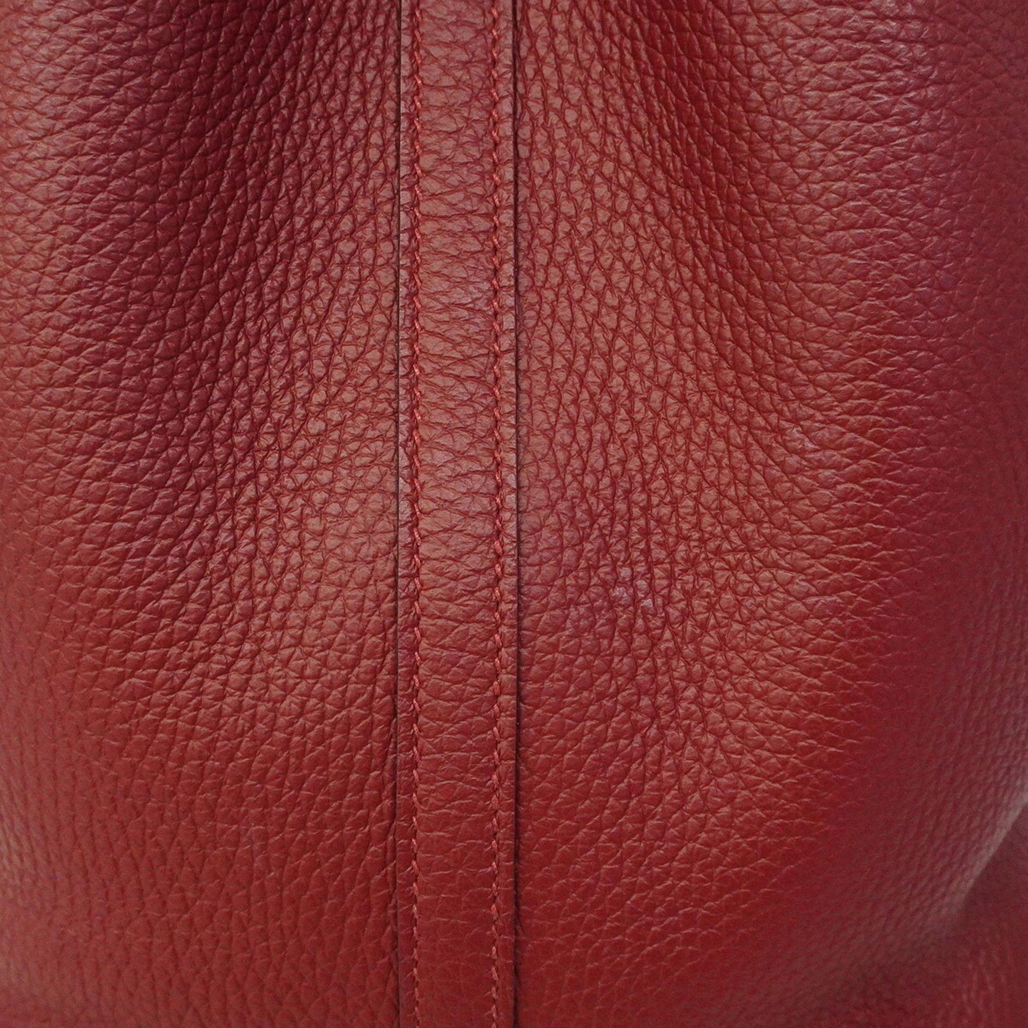Hermes Rouge H Taurillon Clemence Leather Handbag (Pre-Owned)