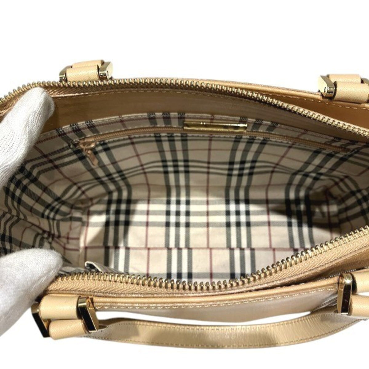 Burberry Beige Canvas Leather Handbag (Pre-Owned)