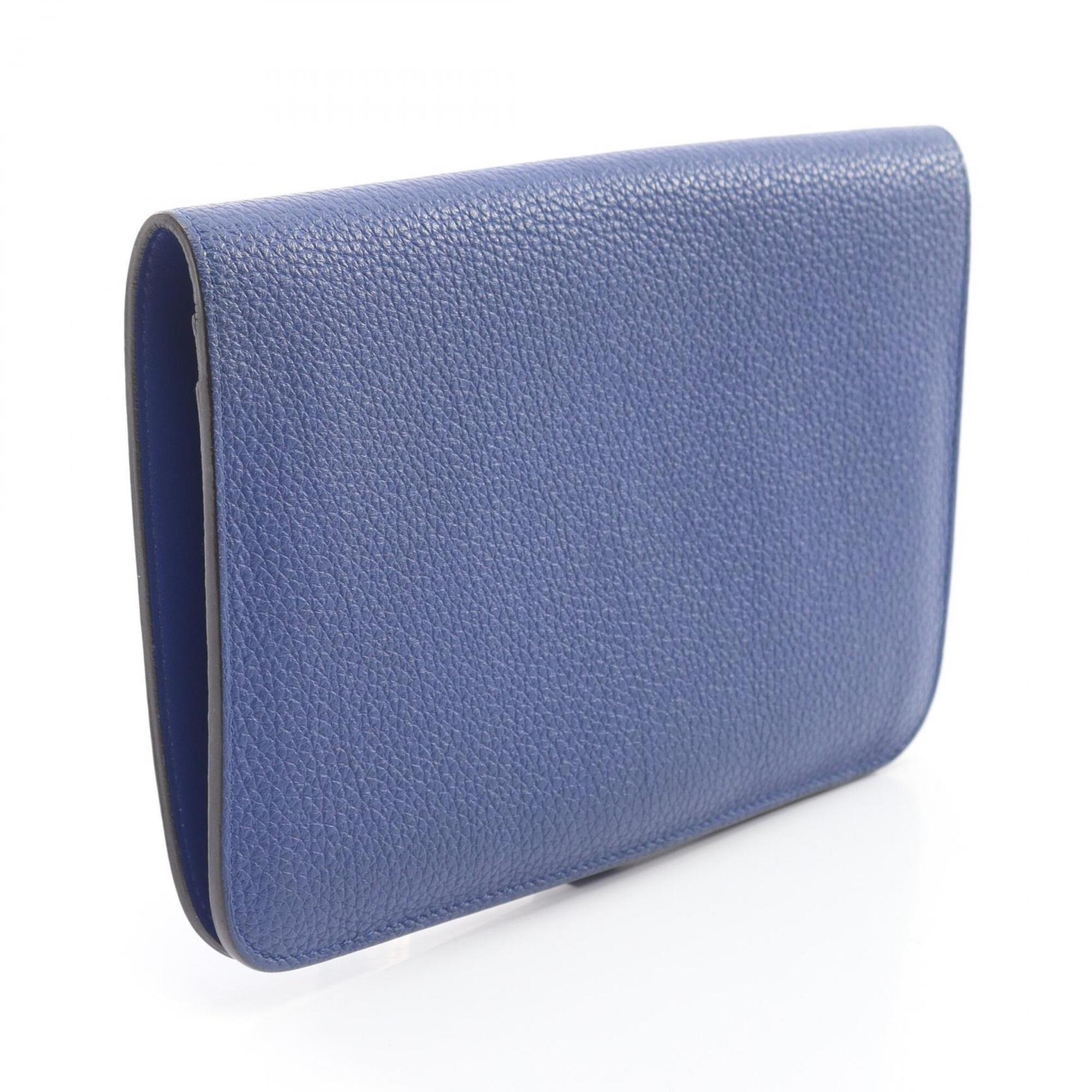 Hermes Blue Togo Leather Long Wallet (Bi-Fold) (Pre-Owned)