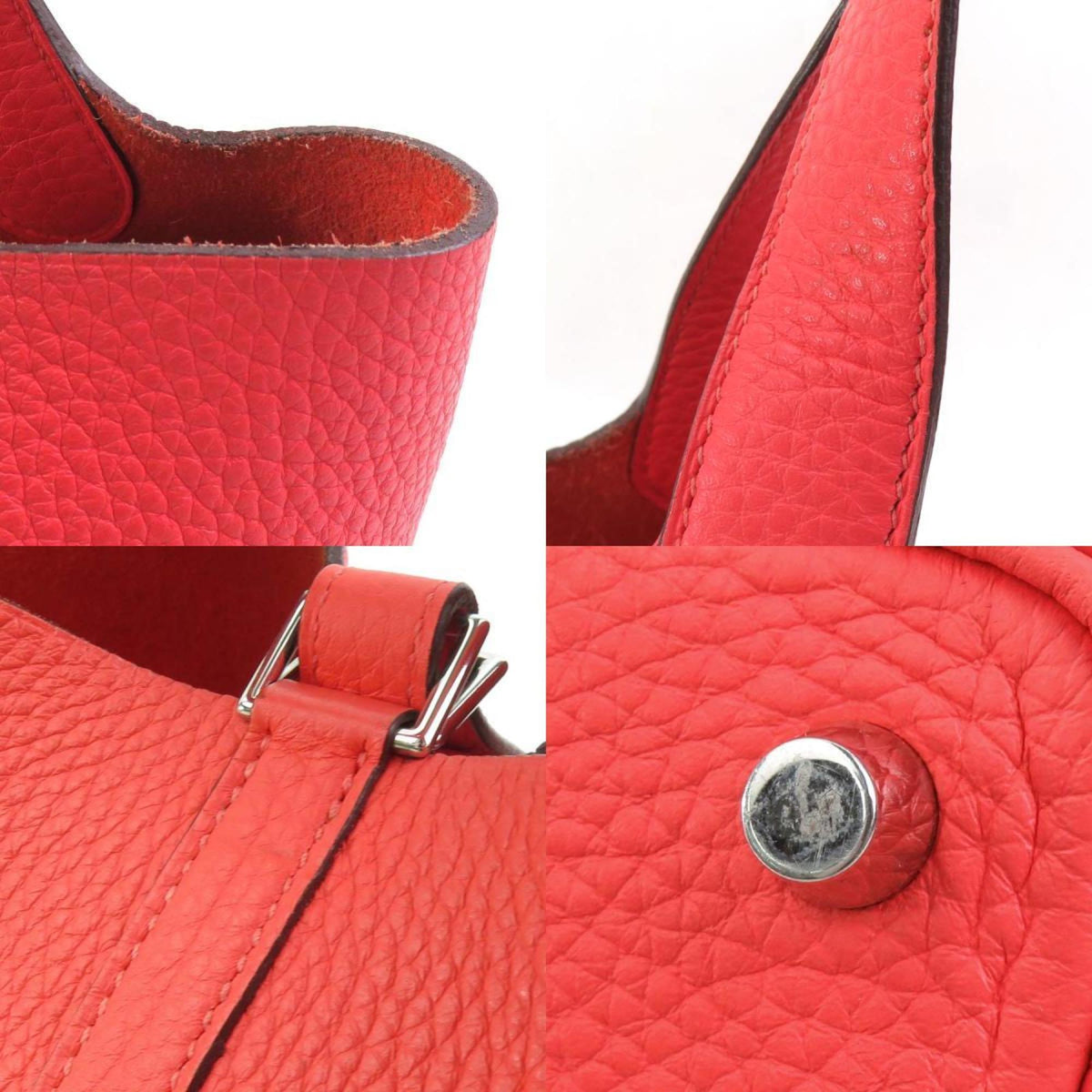 Hermes Silver Taurillon Clemence Leather Handbag (Pre-Owned)