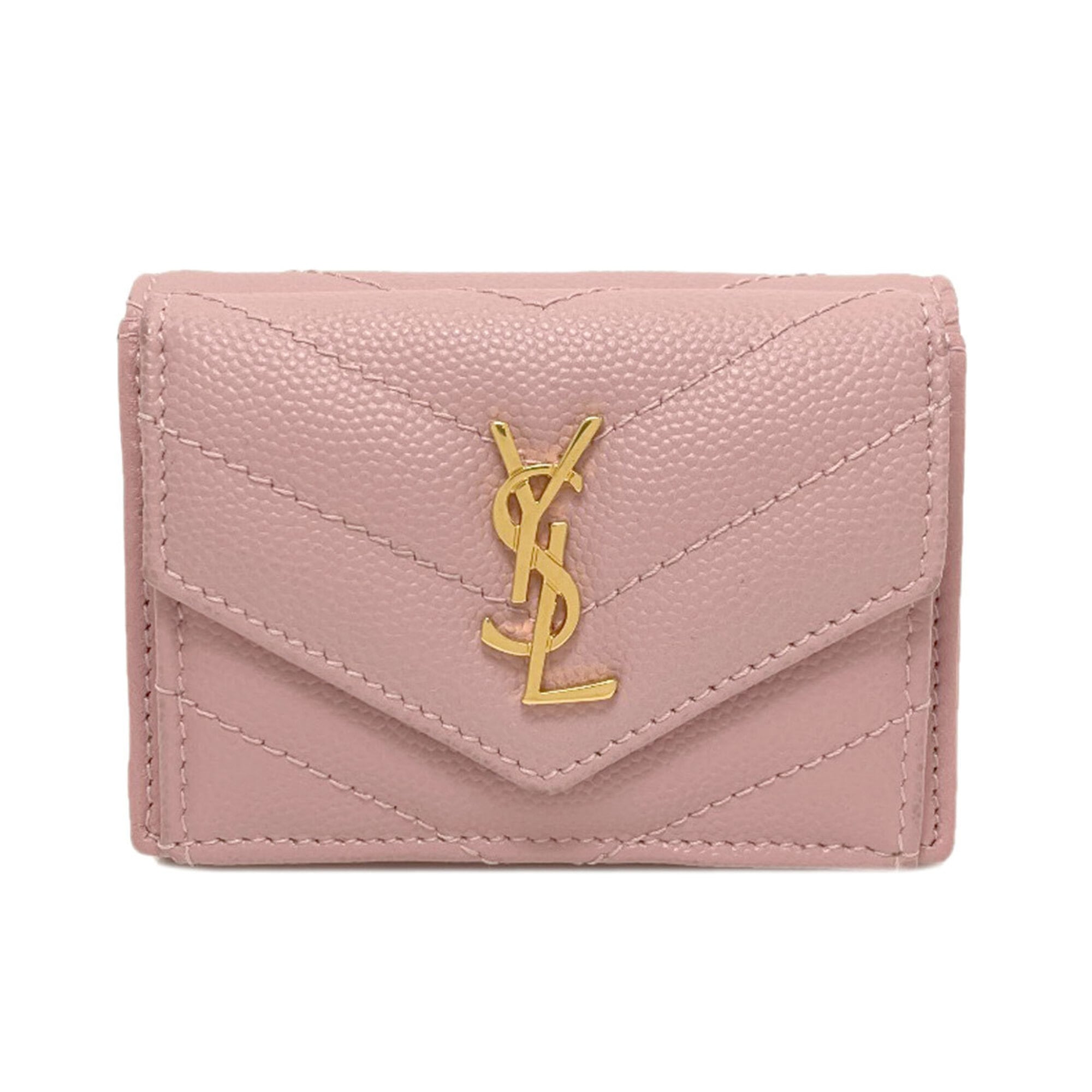 Yves Saint Laurent Pink Leather Wallet (Tri-Fold) (Pre-Owned)