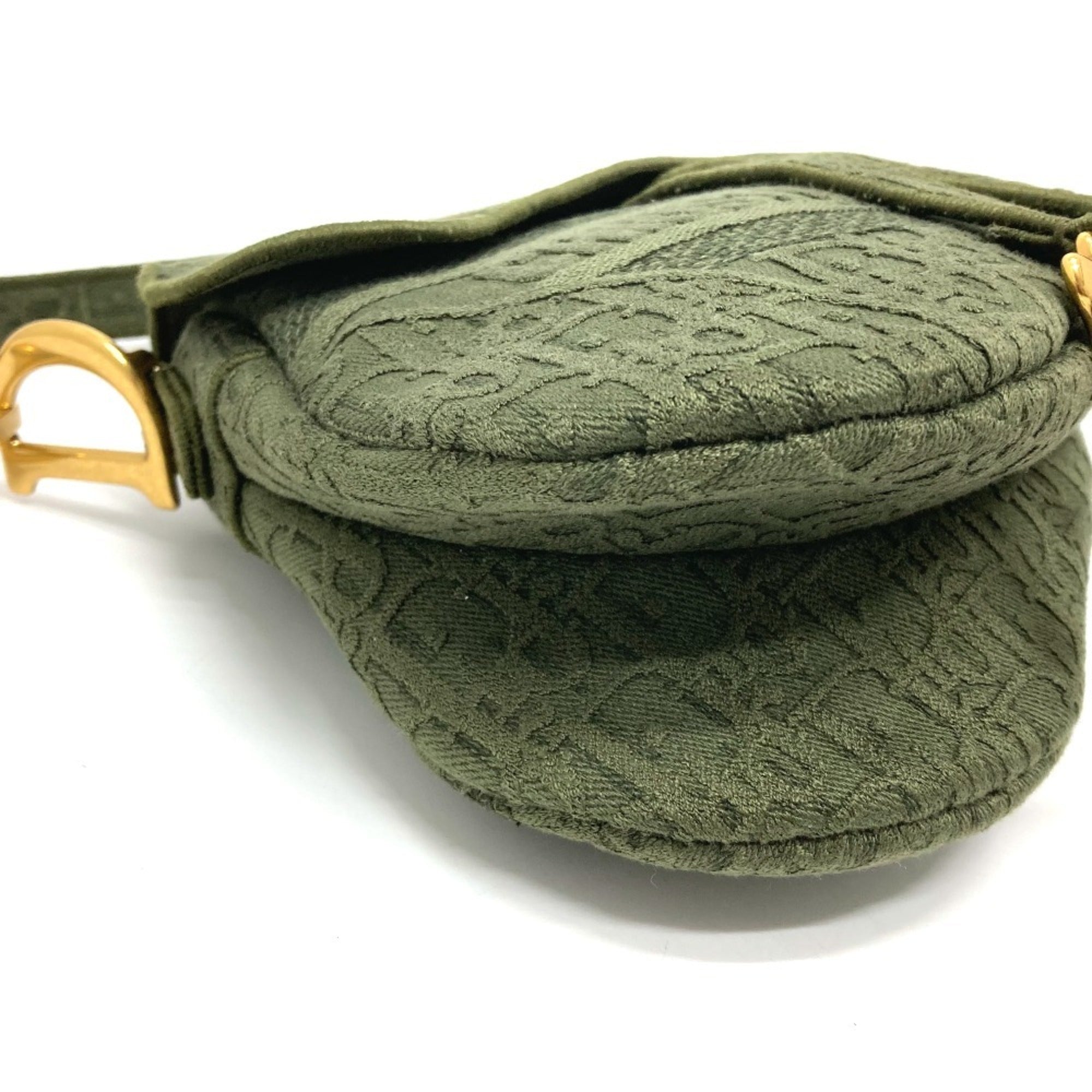 Christian Dior Khaki Canvas Handbag Saddle Bag (Pre-Owned)