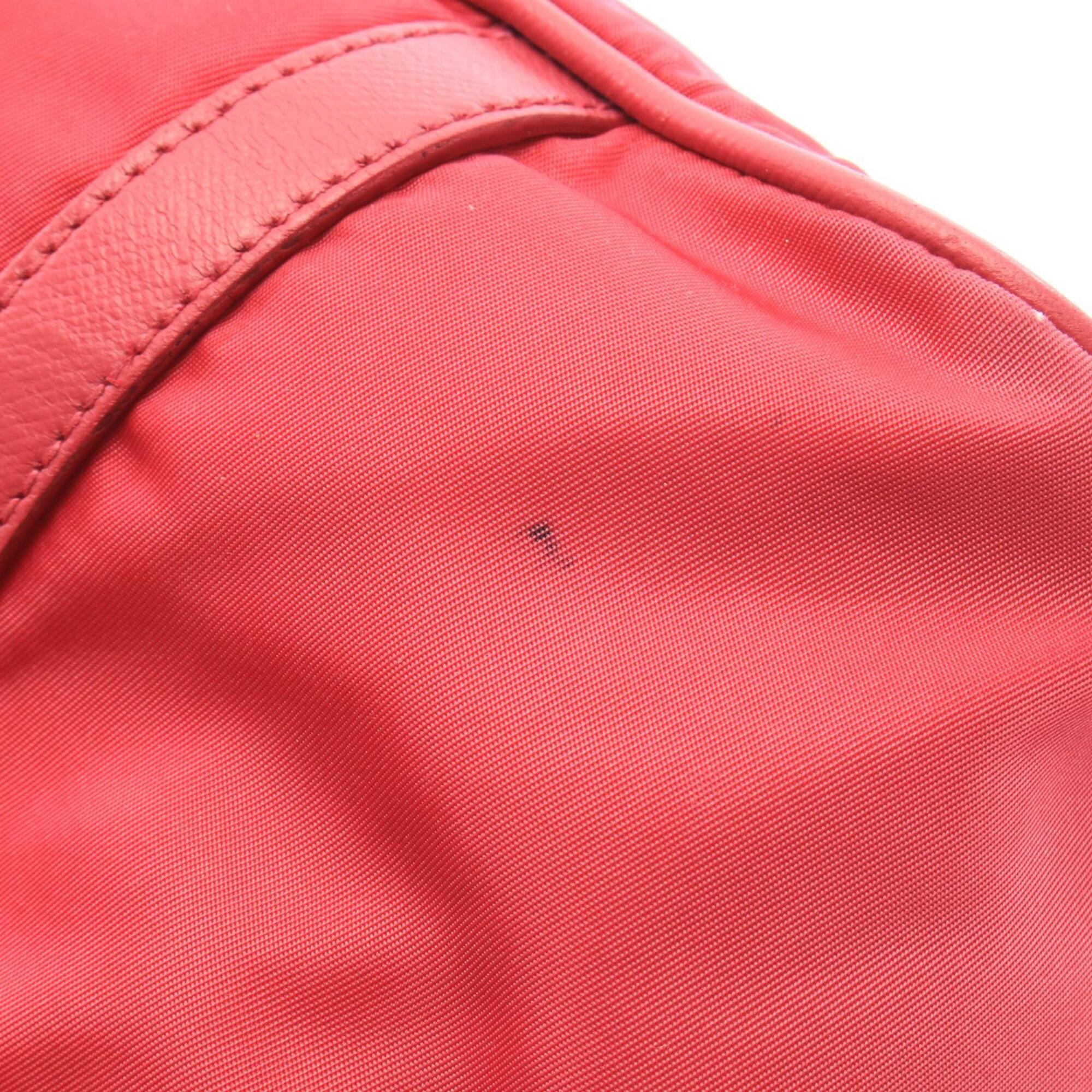 Prada Pink Nylon Leather Handbag Tote Bag (Pre-Owned)