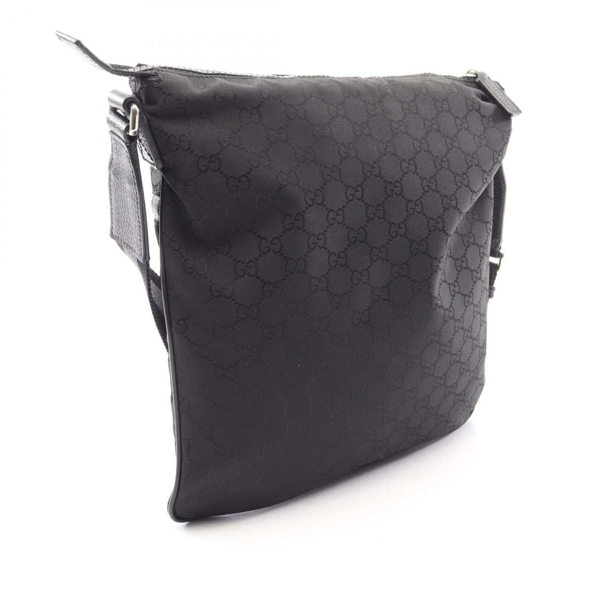 Gucci Black Leather Nylon Canvas Handbag Shoulder Bag (Pre-Owned)