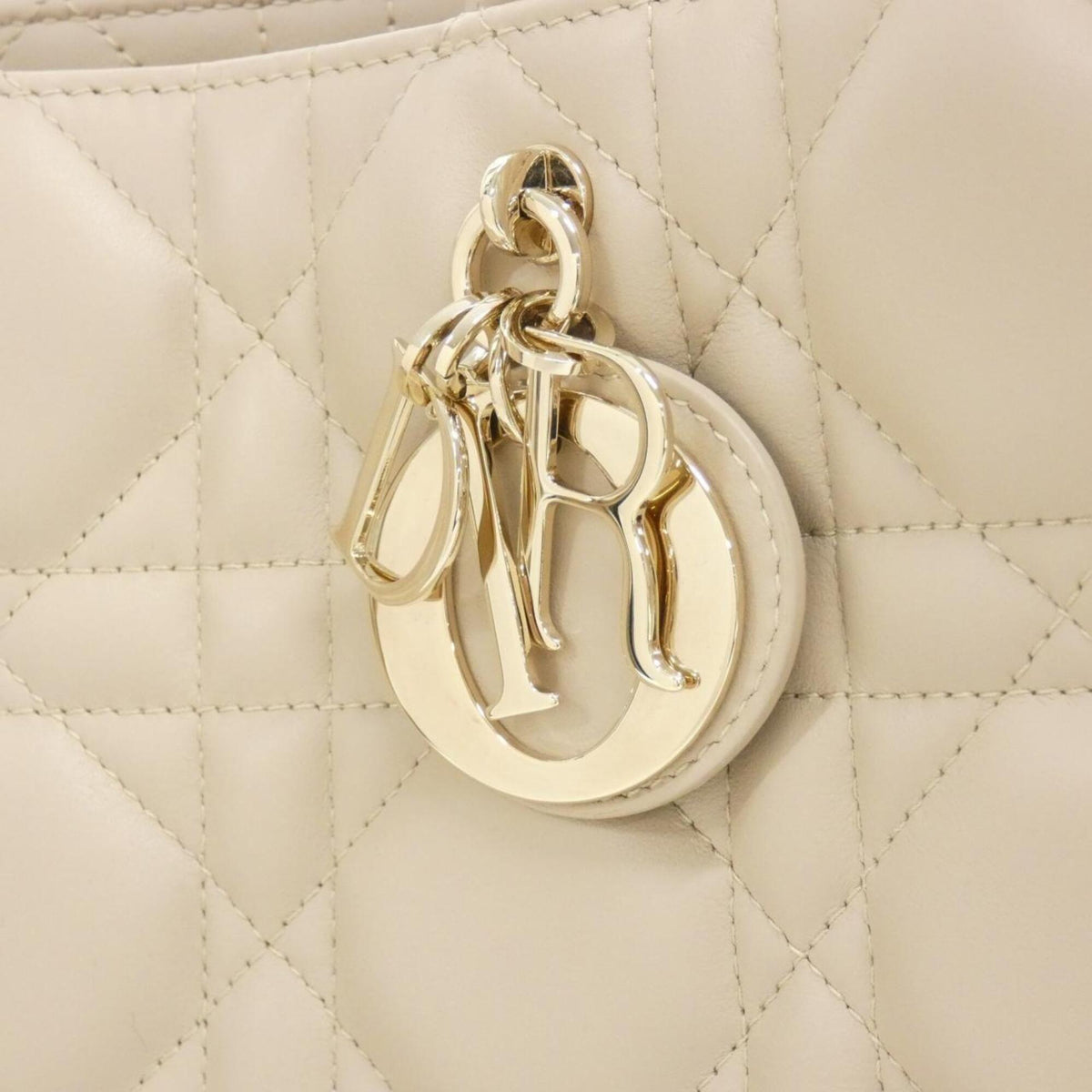 Christian Dior Beige Leather Handbag Tote Bag (Pre-Owned)