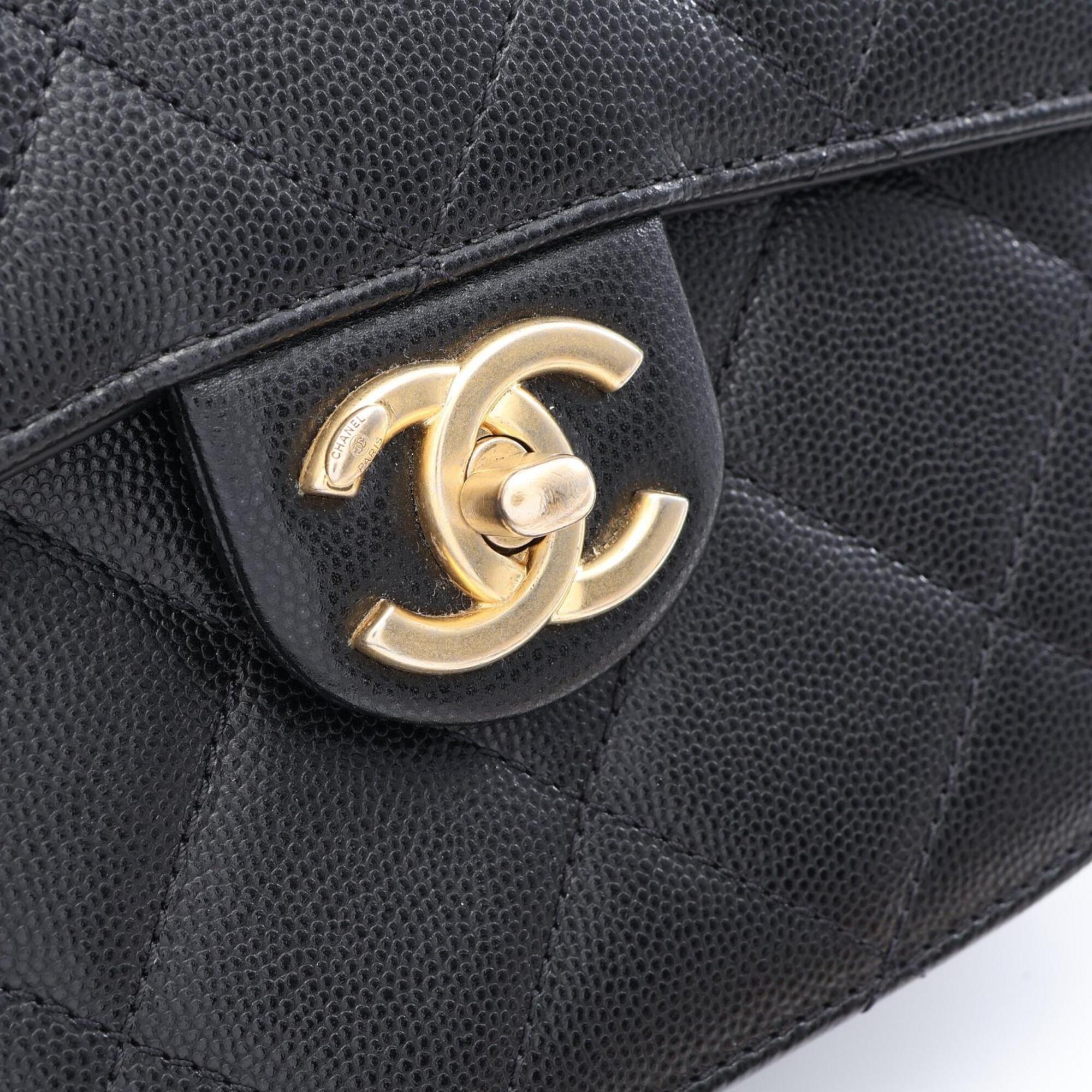 Chanel Black Grained Calfskin Handbag Shoulder Bag (Pre-Owned)