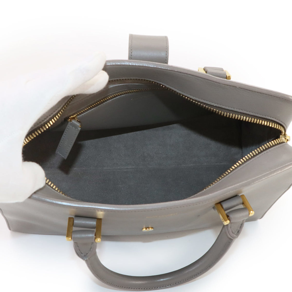 Saint Laurent Gray Leather Handbag (Pre-Owned)