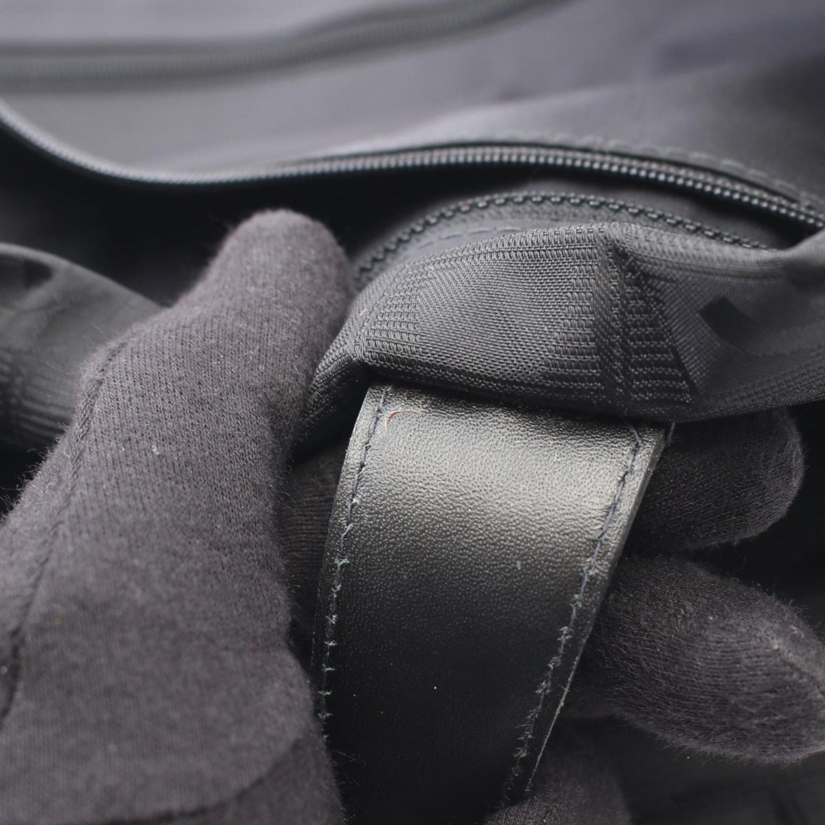 Chanel Black Leather Nylon Canvas Handbag Tote Bag (Pre-Owned)