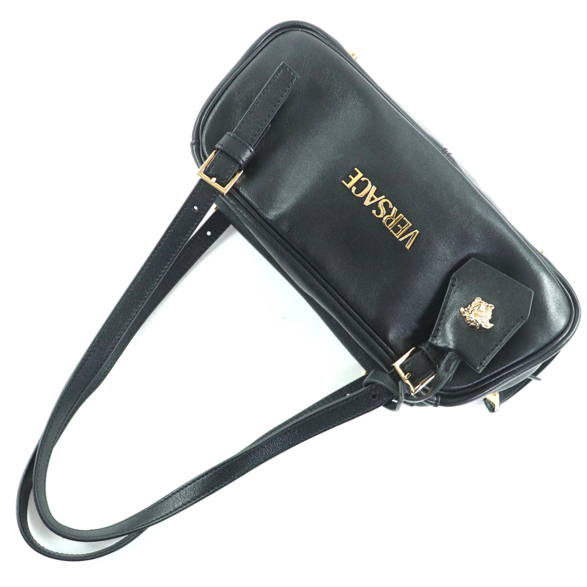 Versace Black Leather Handbag (Pre-Owned)
