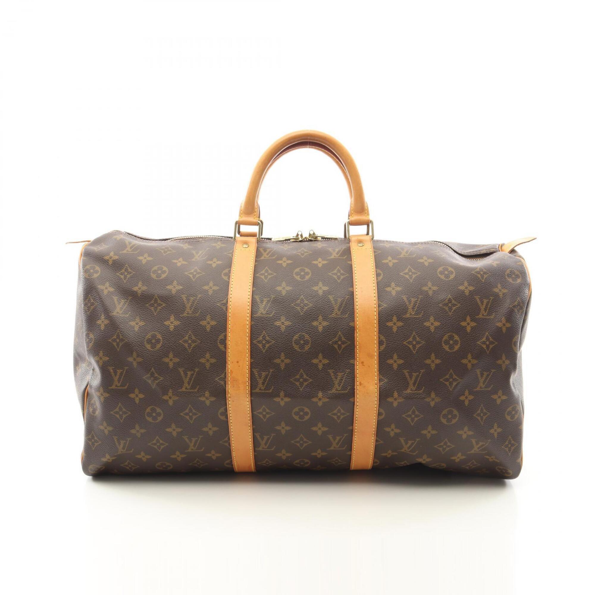 Louis Vuitton Brown Coated Canvas Leather Monogram Boston Bag Handbag (Pre-Owned)