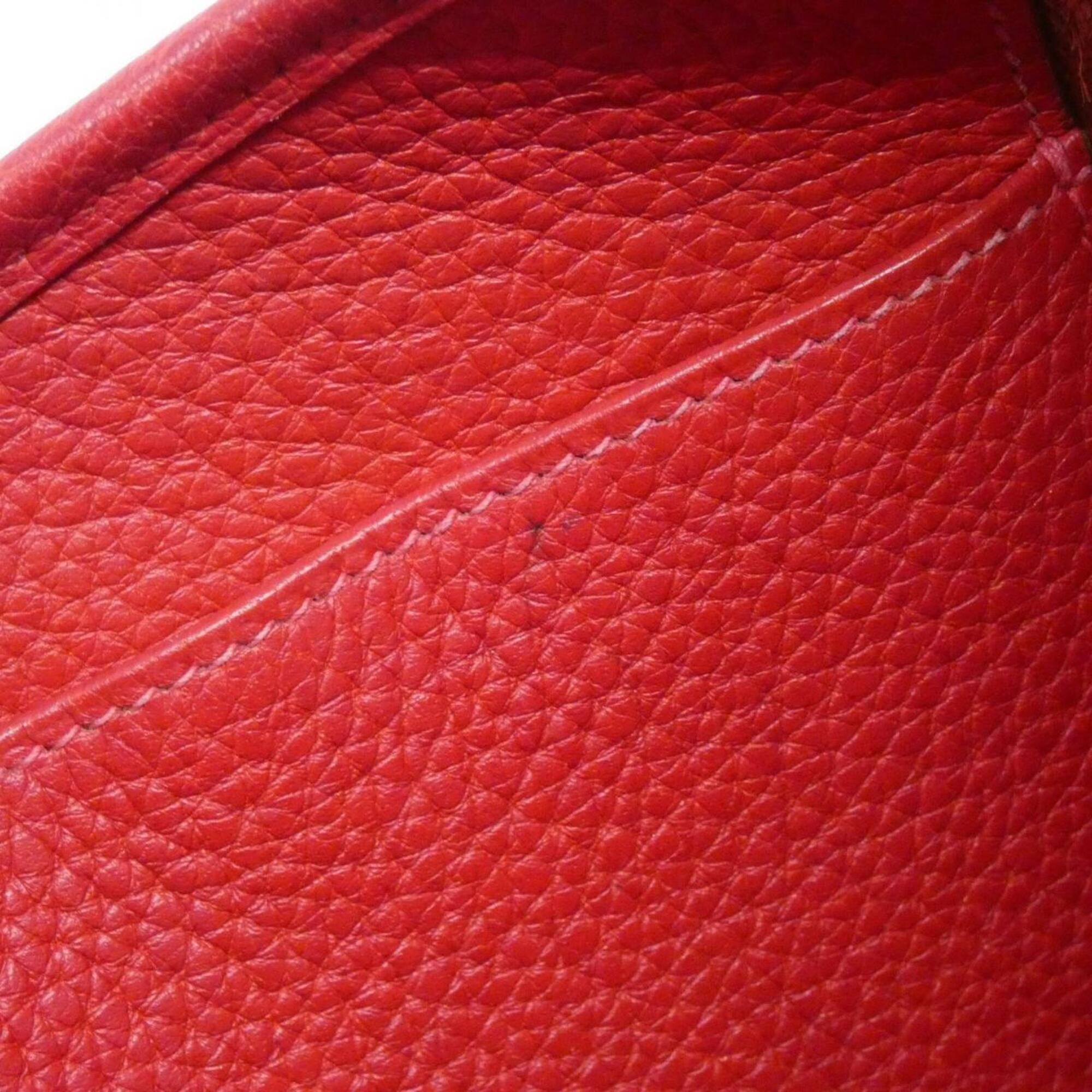 Hermes Trim Rouge Vif Taurillon Clemence Leather Shoulder Bag (Pre-Owned)