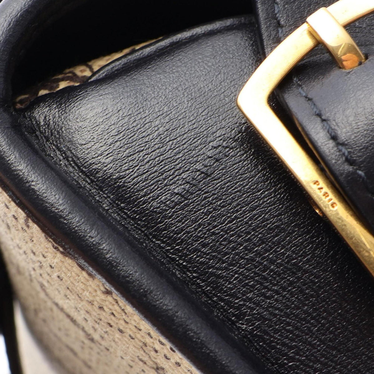 Saint Laurent Beige Navy Canvas Leather Handbag Shoulder Bag (Pre-Owned)