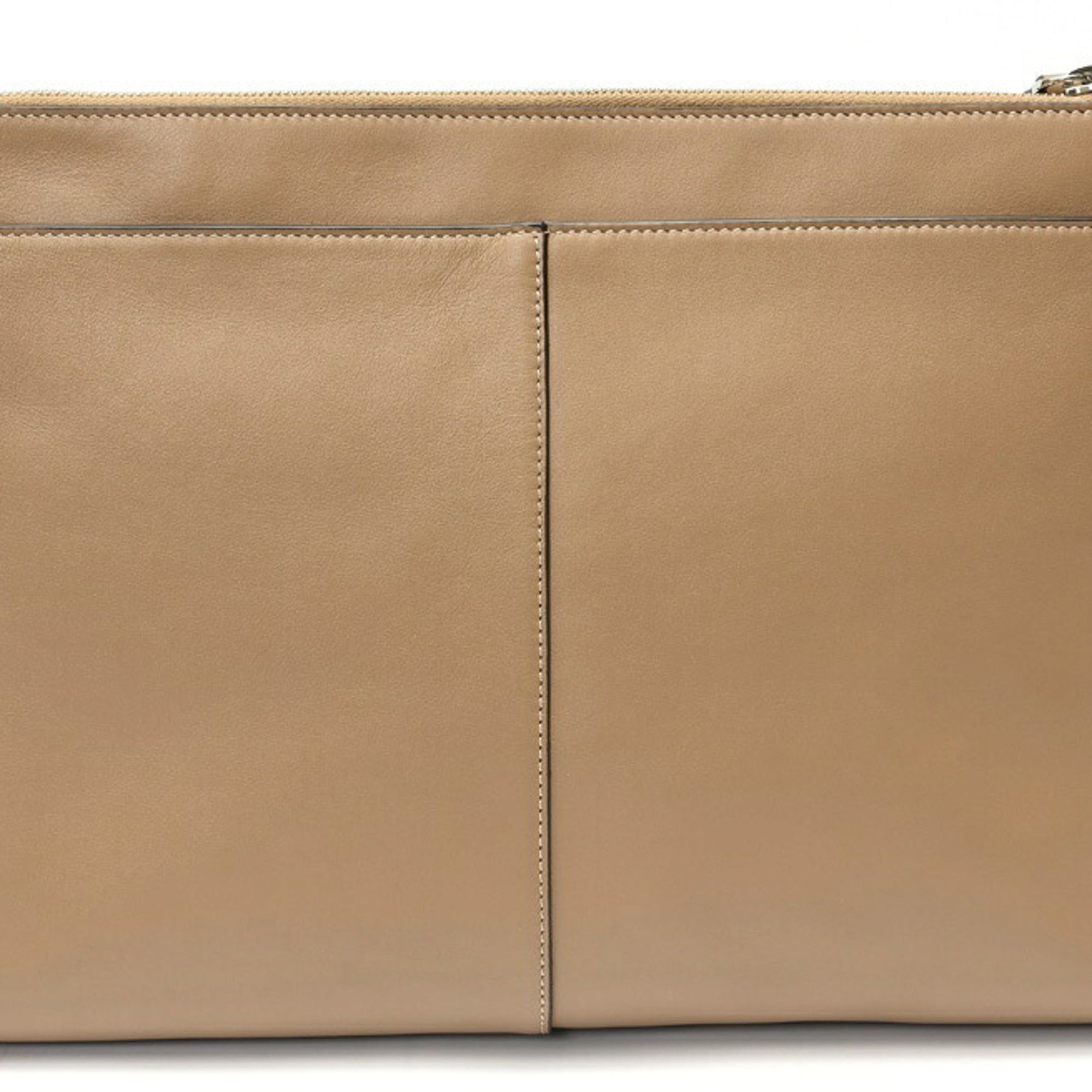 Tod's Beige Leather Clutch Bag Pouch (Pre-Owned)