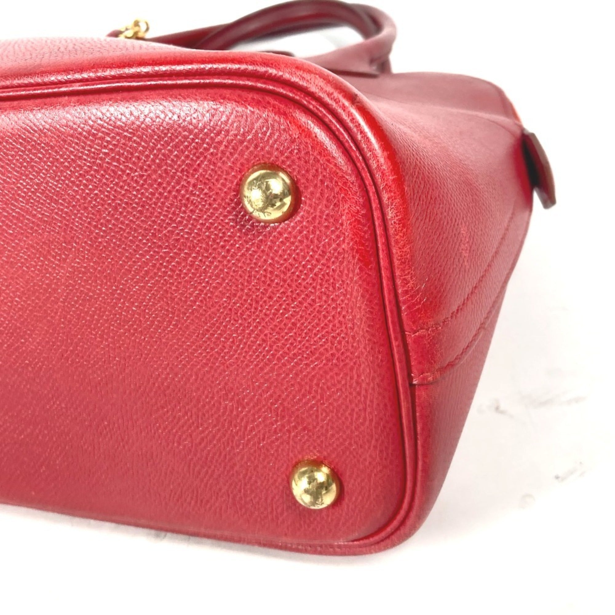 Hermes Red Color Courchevel Leather Handbag Shoulder Bag Tote Bag (Pre-Owned)