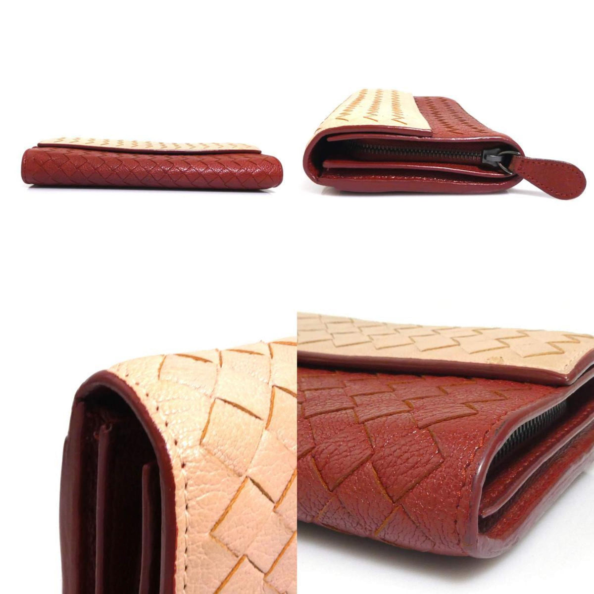 Bottega Veneta Beige Brown Leather Long Wallet (Bi-Fold) (Pre-Owned)