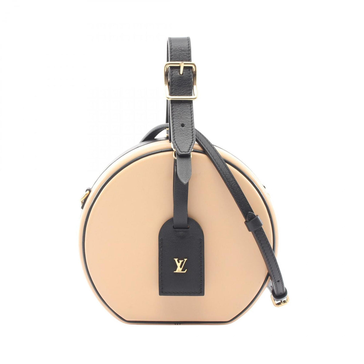 Louis Vuitton Beige Black Leather Handbag (Pre-Owned)