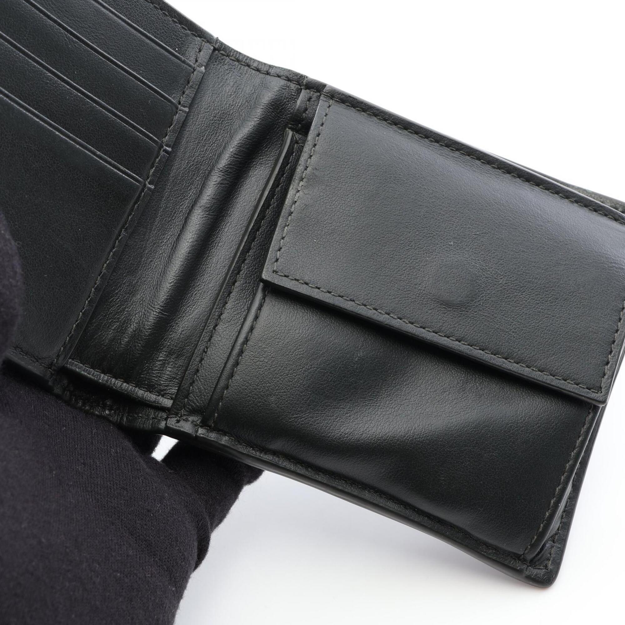 Bottega Veneta Intrecciato Black Leather Wallet (Bi-Fold) (Pre-Owned)