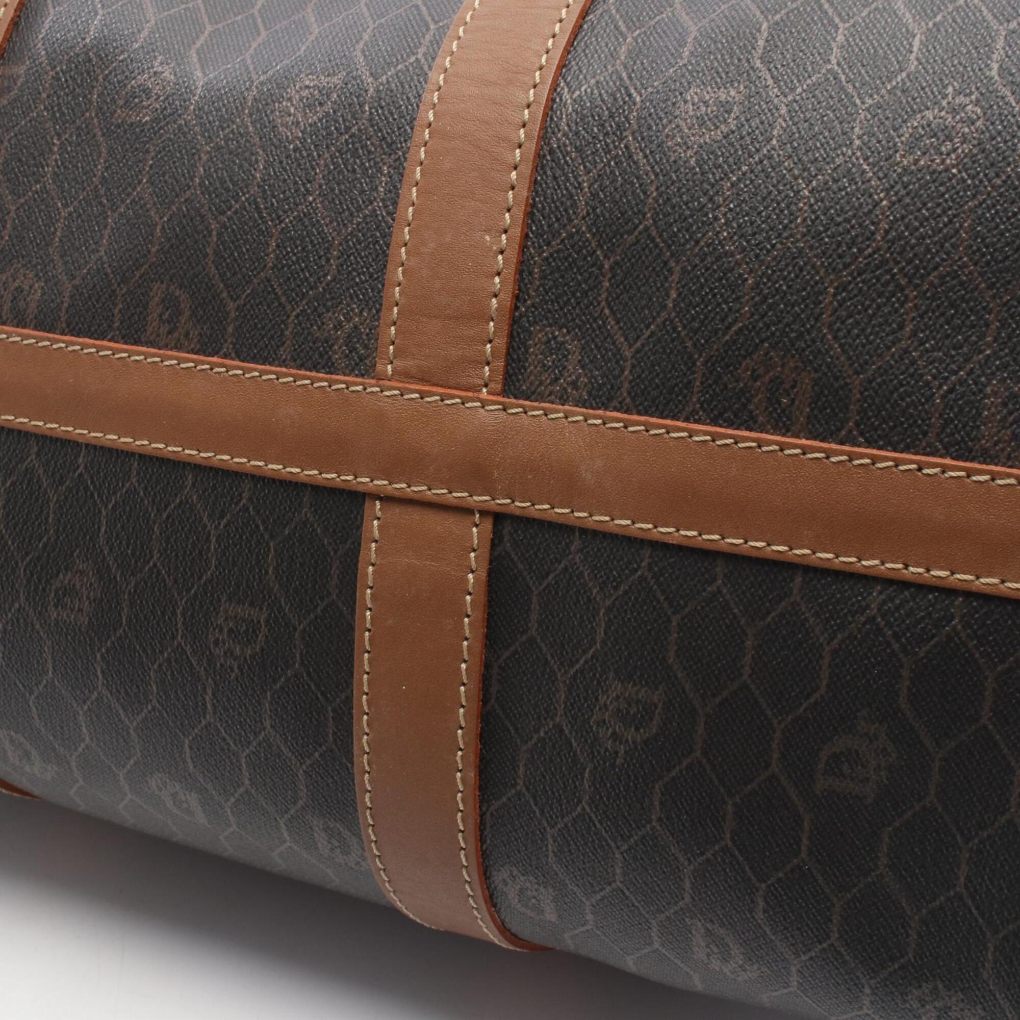 Christian Dior Brown Pvc Leather Boston Bag Handbag (Pre-Owned)